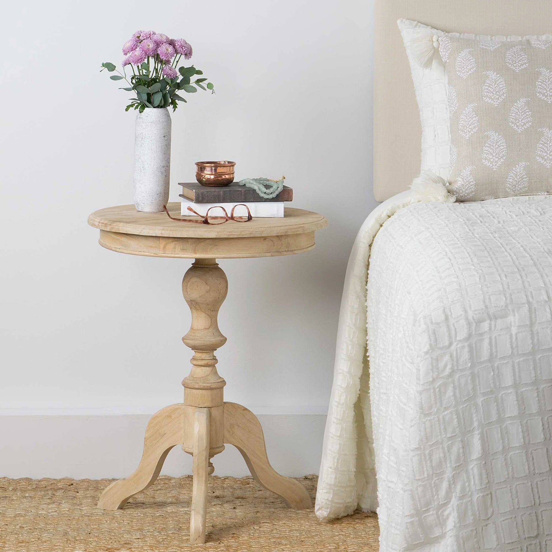 Haven Round Solid Wood Pedestal Accent Table