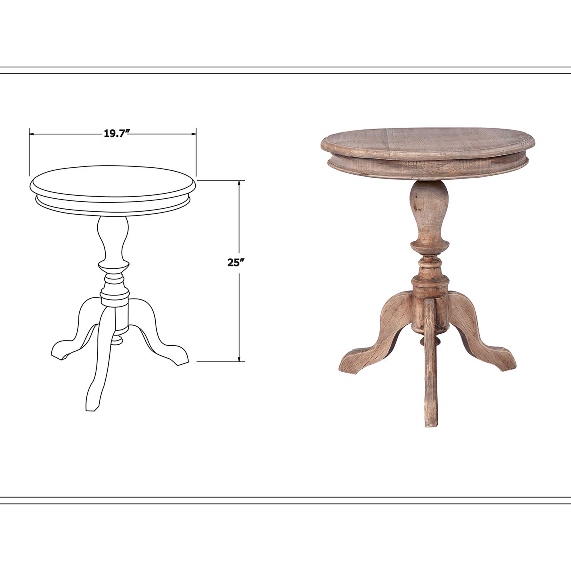Haven Round Solid Wood Pedestal Accent Table