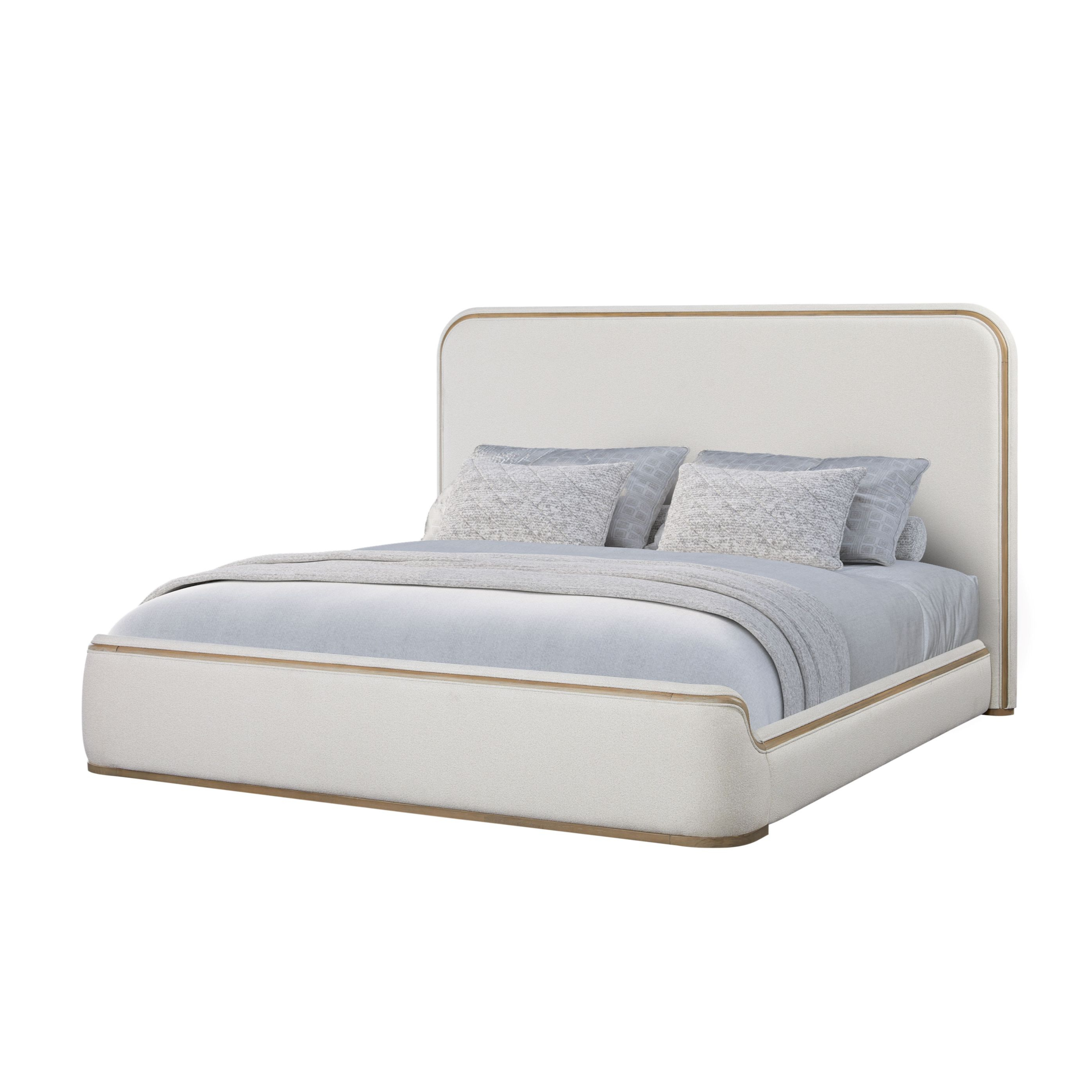 Toffee & White Sand Upholstered Bed