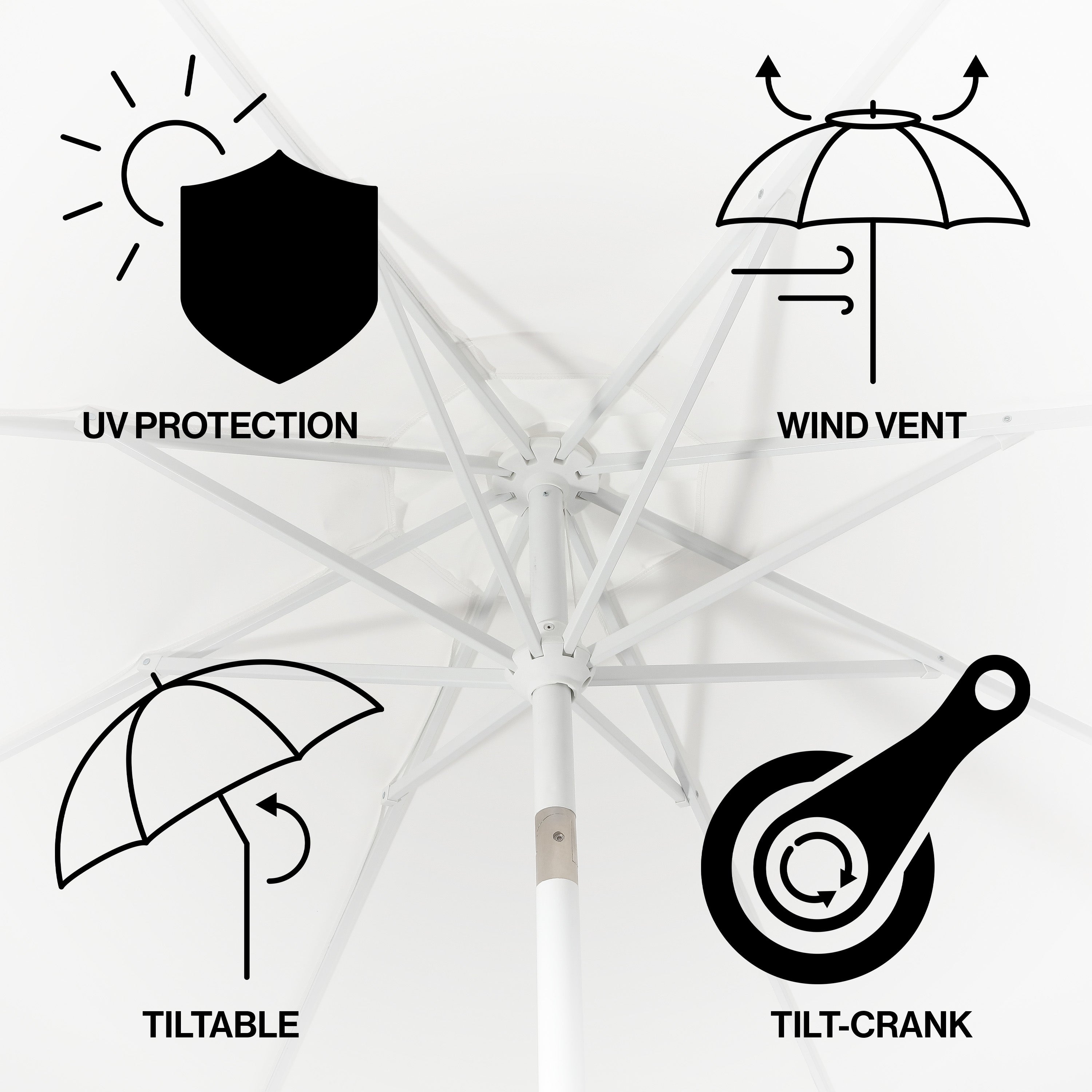 Baiona Classic MidCentury Market Patio Umbrella with UV Protection