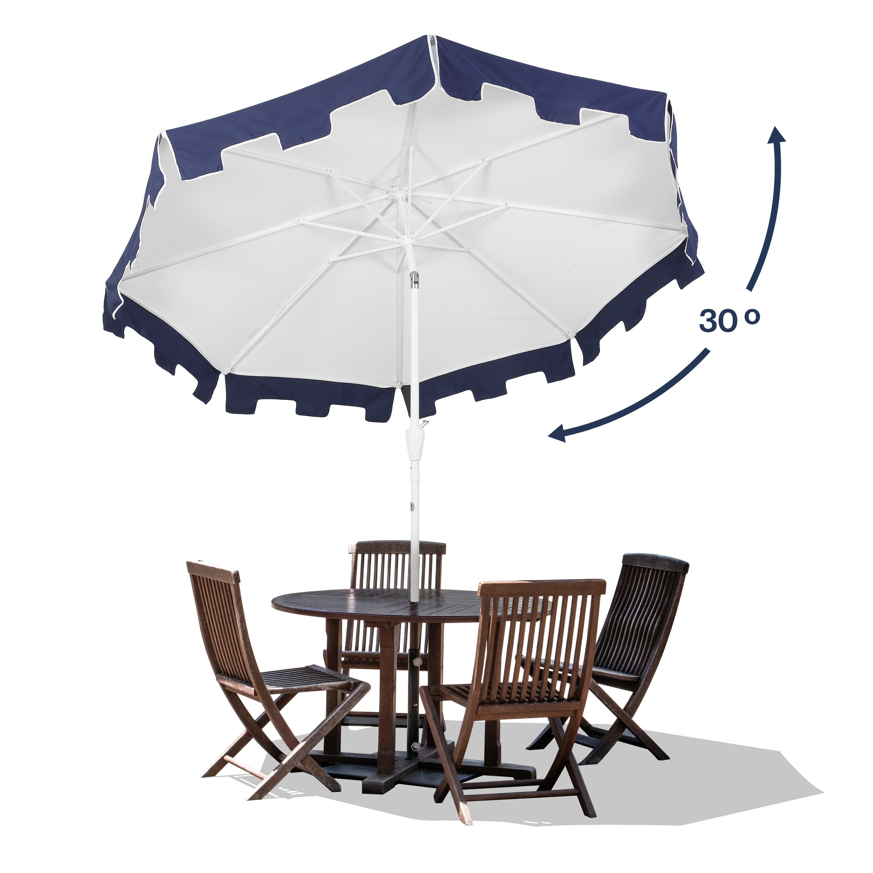 JONATHAN Y UMB1000D Baiona 9 ft. Classic MidCentury Market Patio Umbrella with UV Protection, Auto-Tilt, Crank and Wind Vent in White/Green JONATHAN Y UMB1000D Baiona 9 ft. Classic MidCentury Market Patio Umbrella with UV Protection, Auto-Tilt, Crank and Wind Vent in White/Green