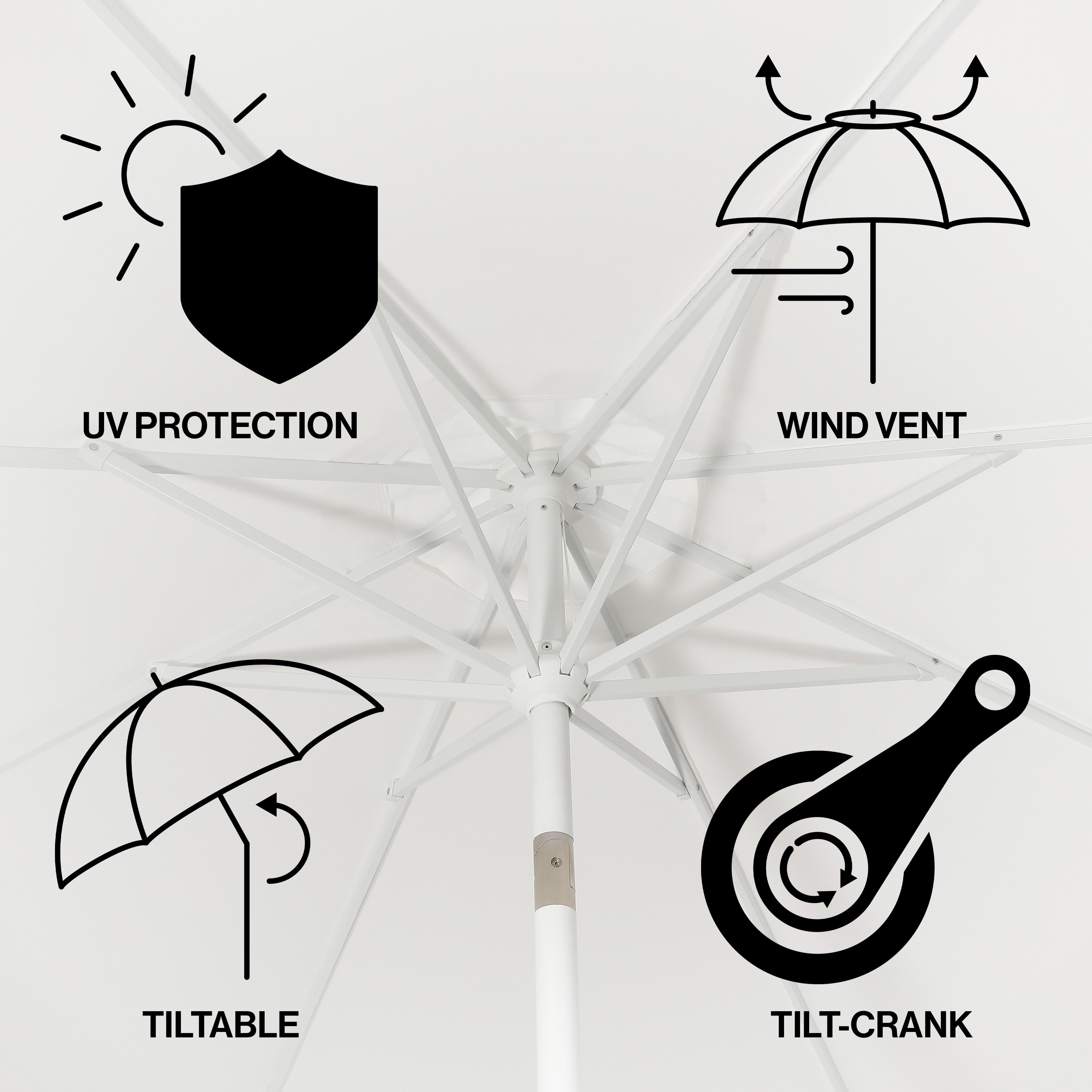 Baiona Classic MidCentury Market Patio Umbrella with UV Protection