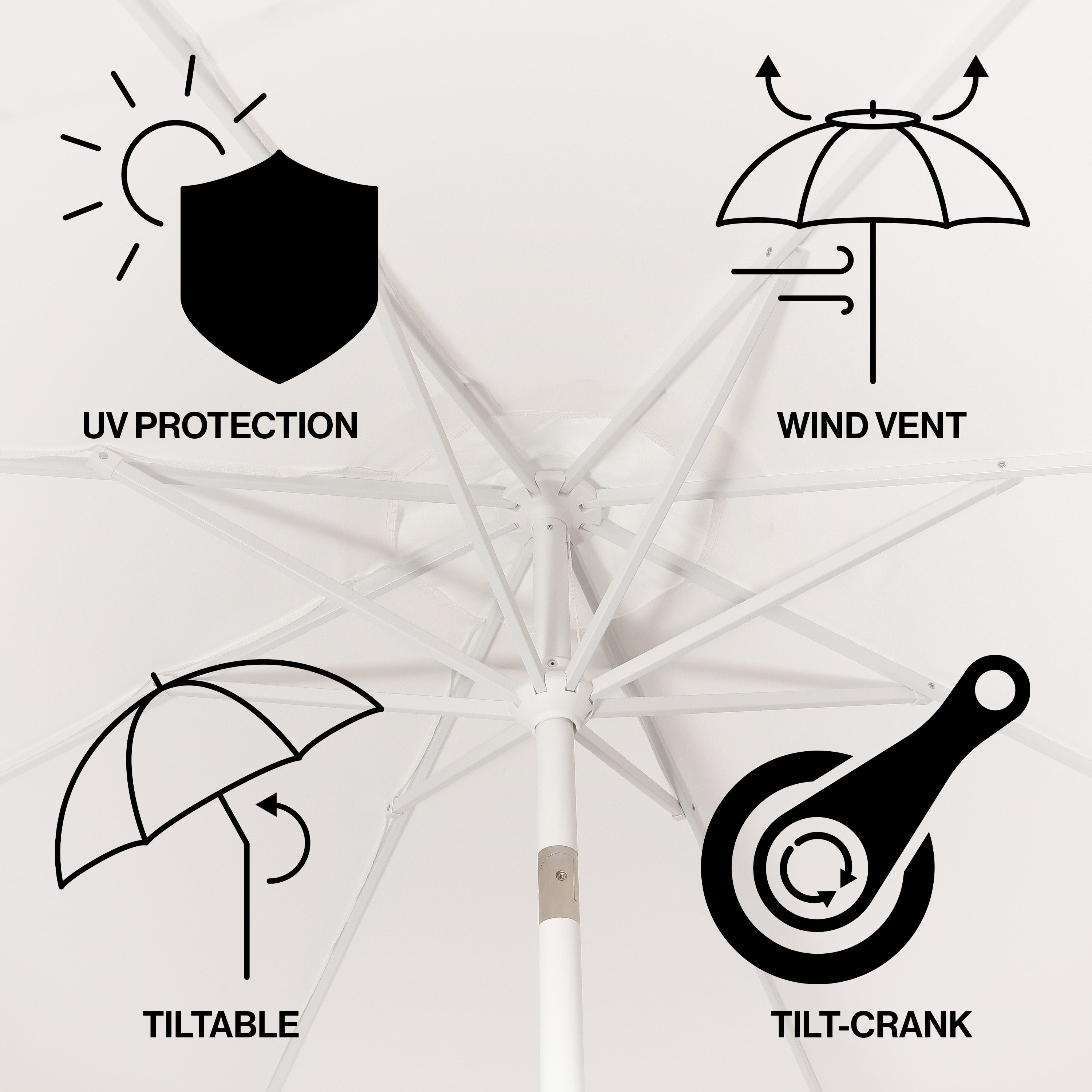Baiona Classic MidCentury Market Patio Umbrella with UV Protection