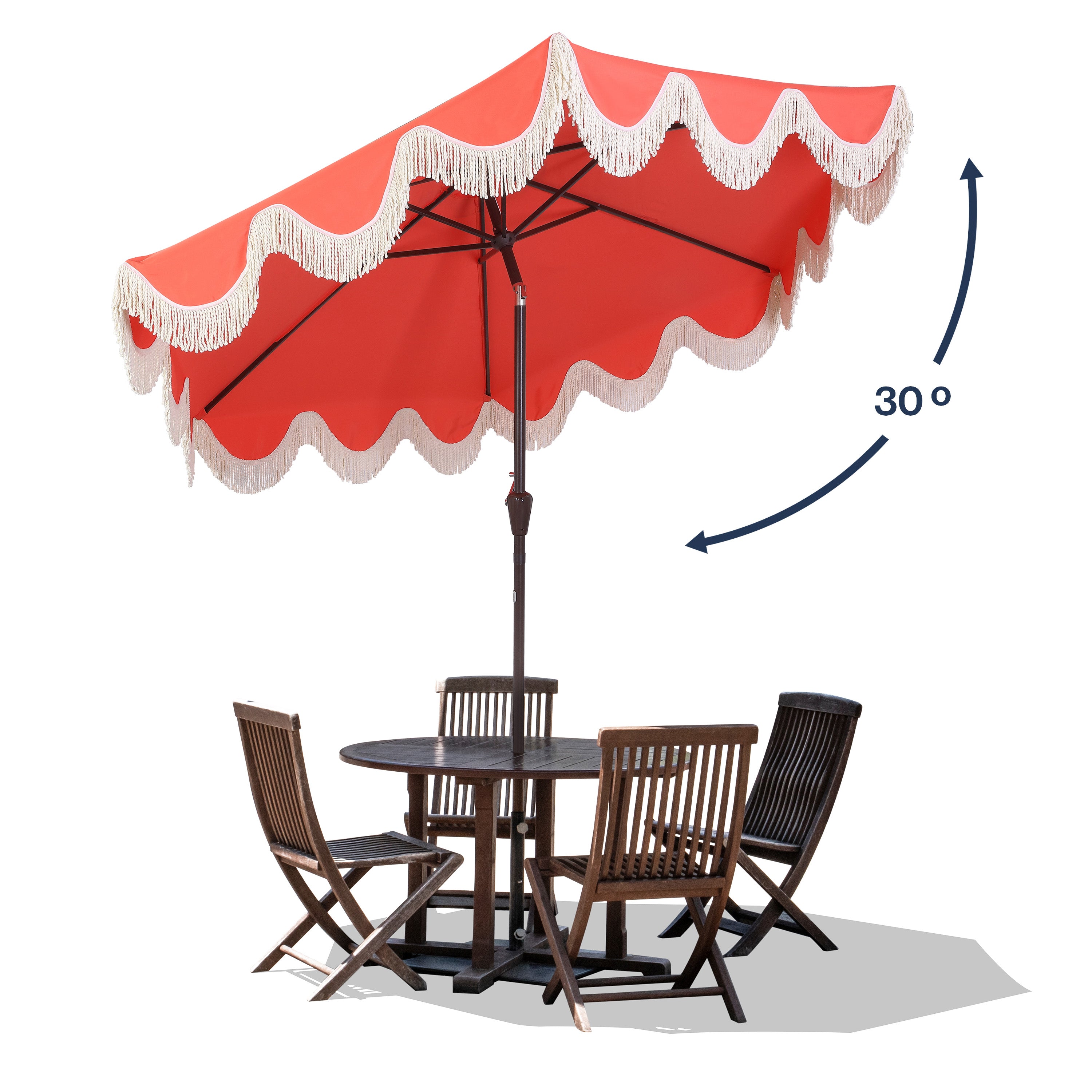 Collins Classic Cottage Tassel Market Patio Umbrella with Auto-Tilt