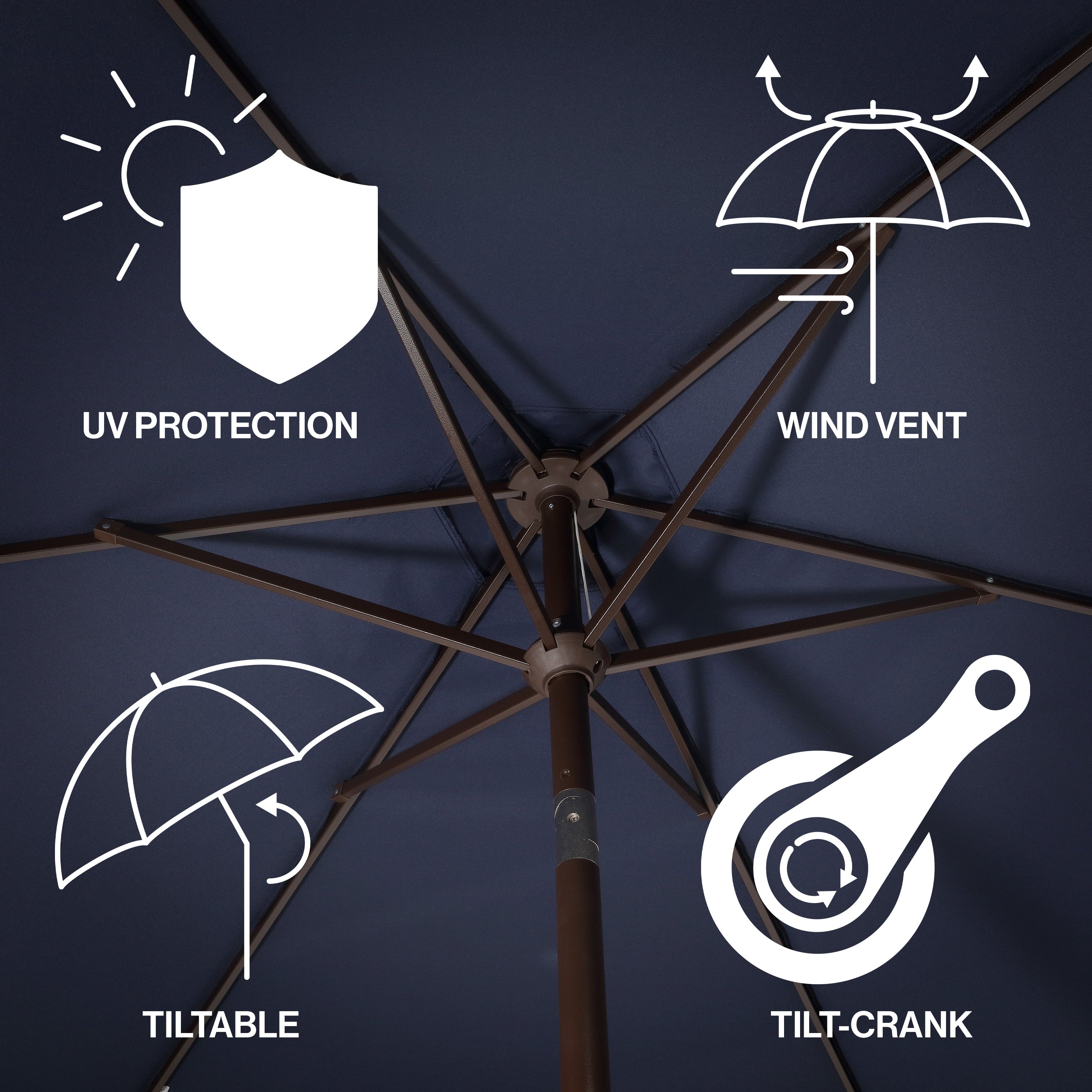 Collins Classic Cottage Tassel Market Patio Umbrella with Auto-Tilt