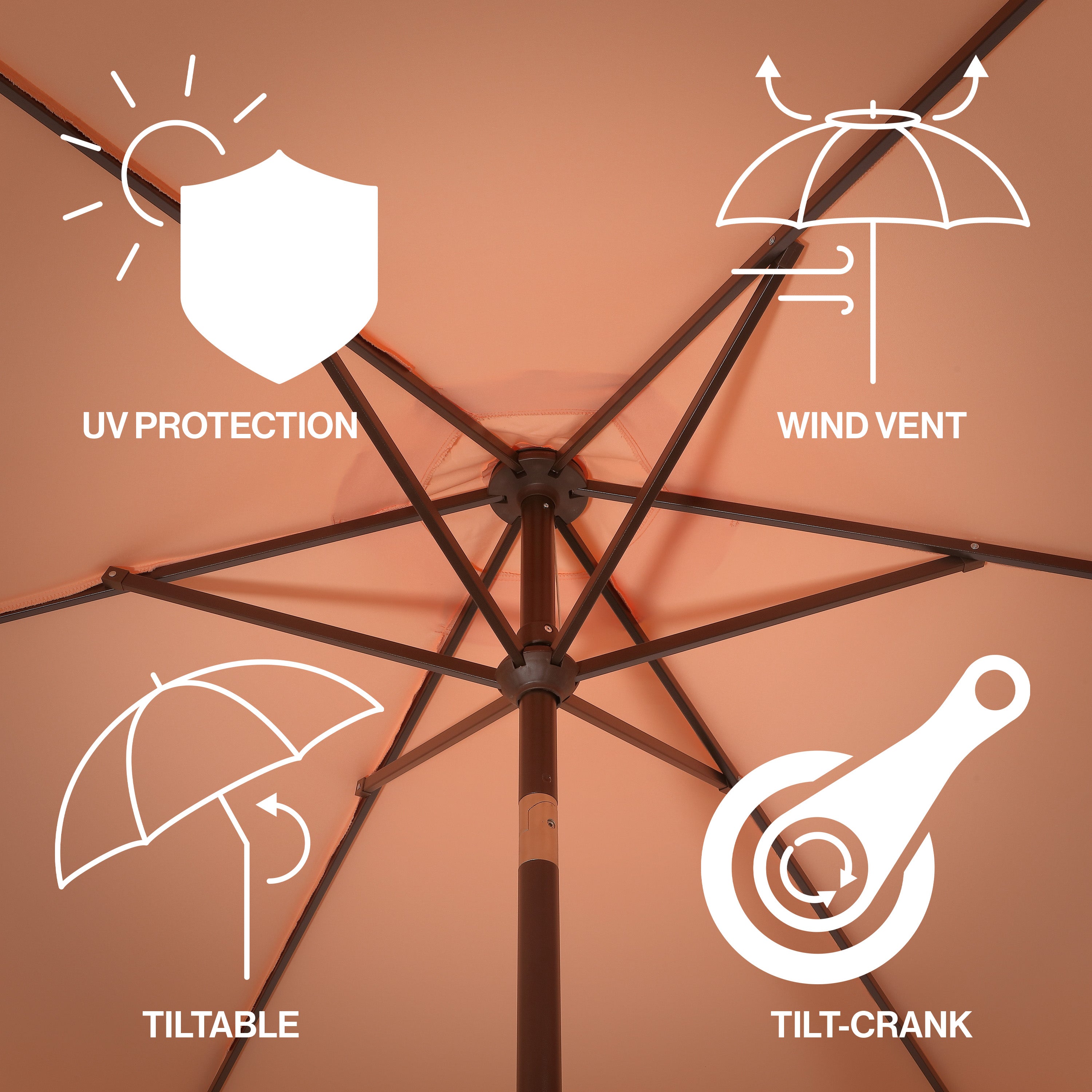 Collins Classic Cottage Tassel Market Patio Umbrella with Auto-Tilt