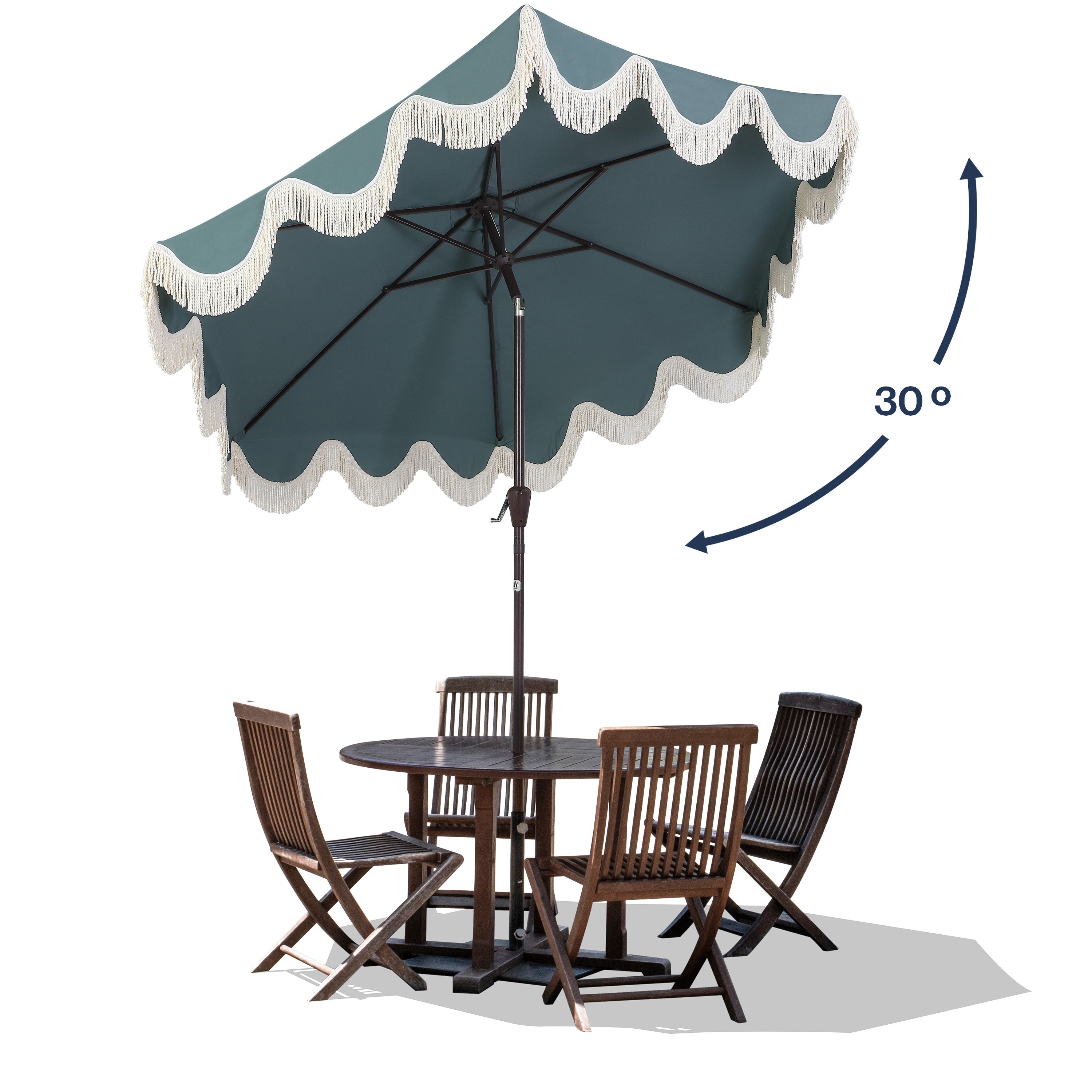 Collins Classic Cottage Tassel Market Patio Umbrella with Auto-Tilt