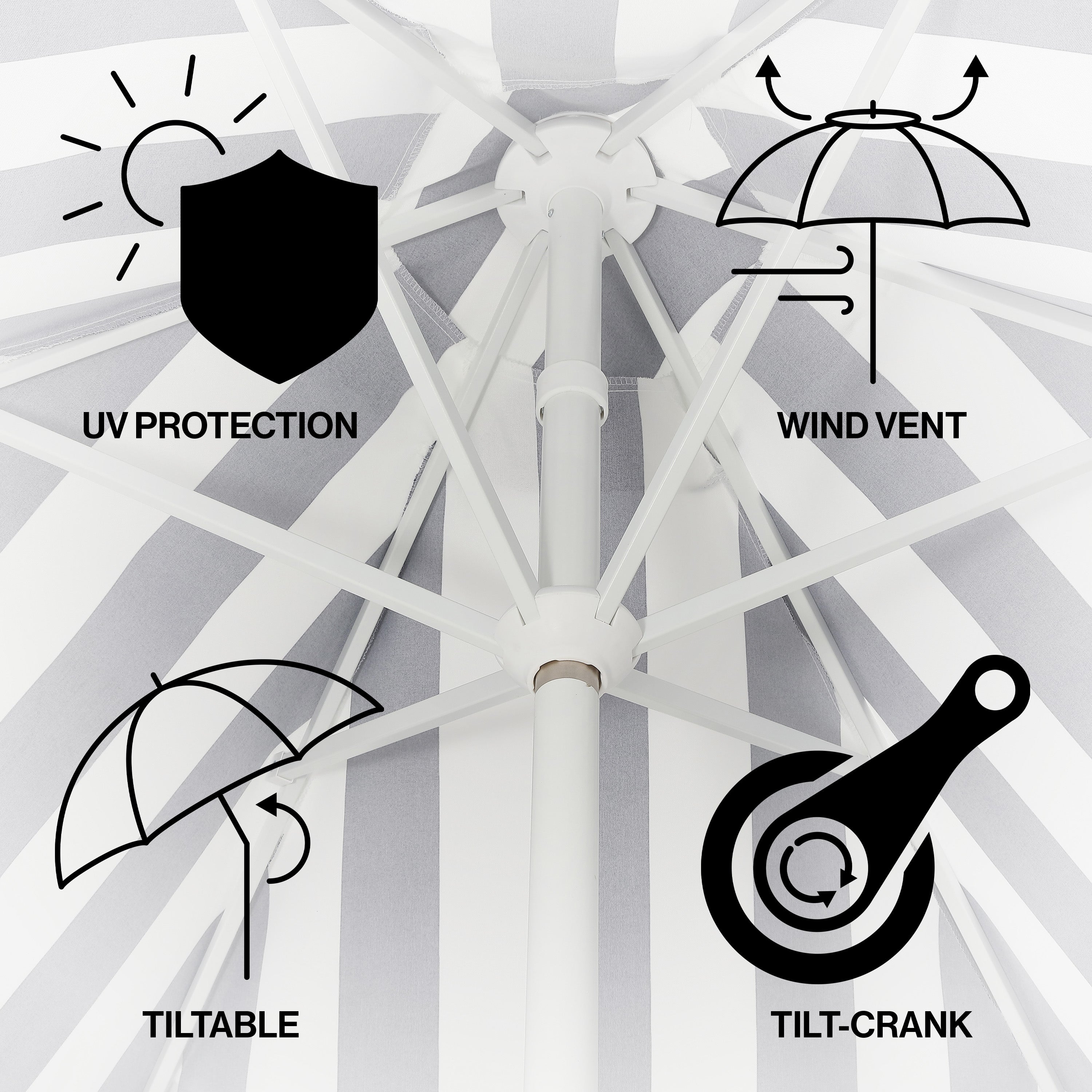 Collins 9 ft. Classic Cottage Fringe Tassel Market Patio Umbrella with Auto-Tilt Crank