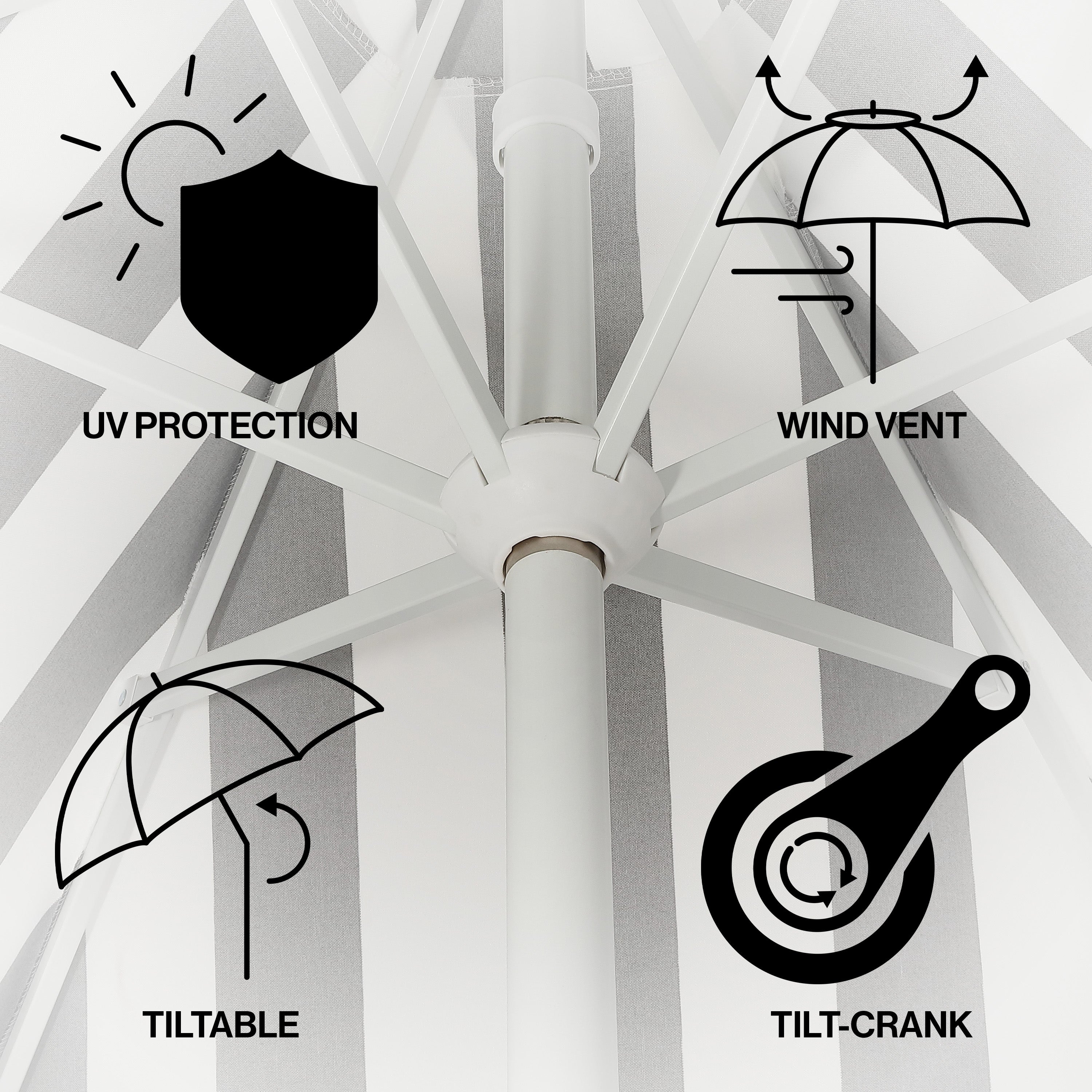 Collins 9 ft. Classic Cottage Fringe Tassel Market Patio Umbrella with Auto-Tilt Crank