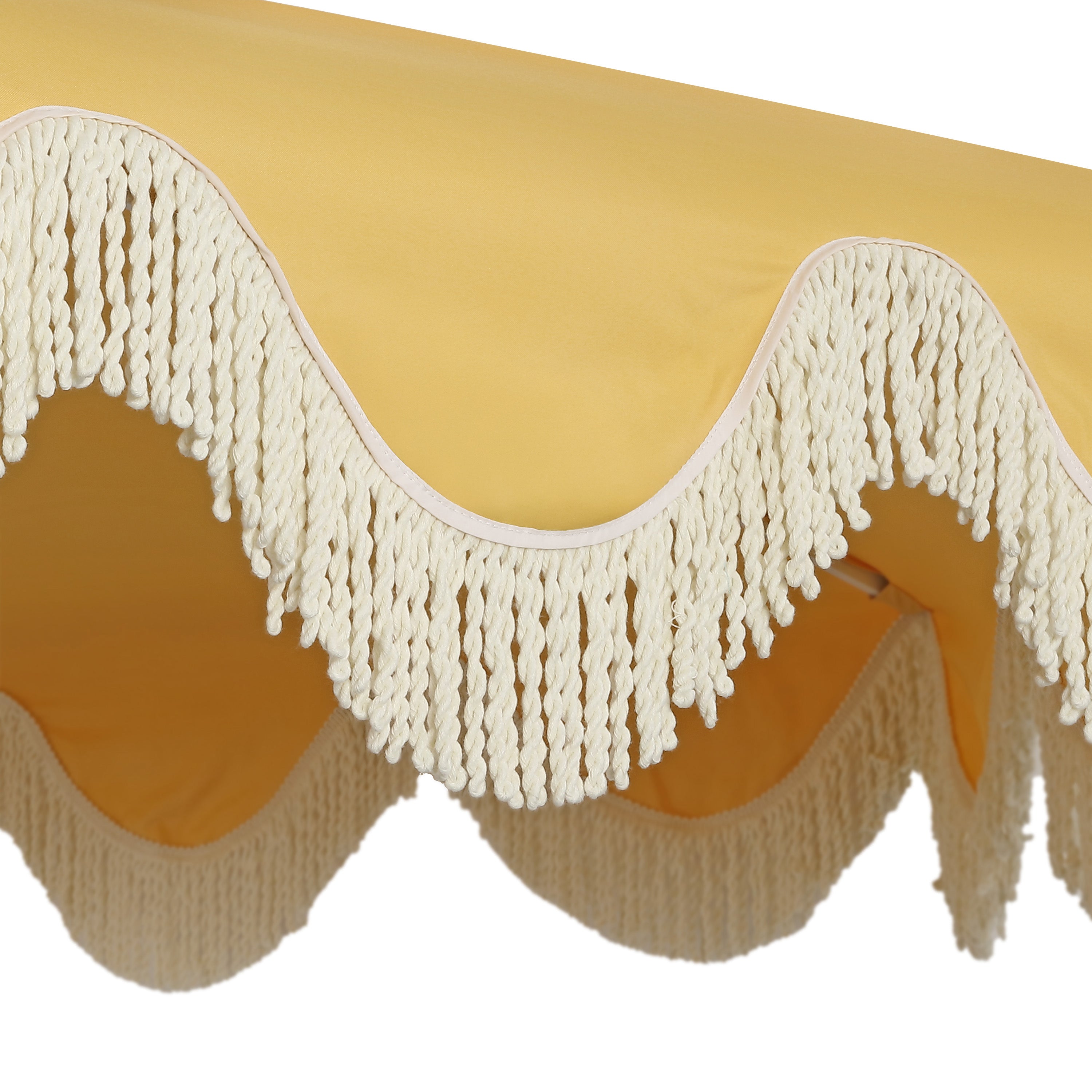 Collins 9 ft. Classic Cottage Fringe Tassel Market Patio Umbrella with Auto-Tilt Crank