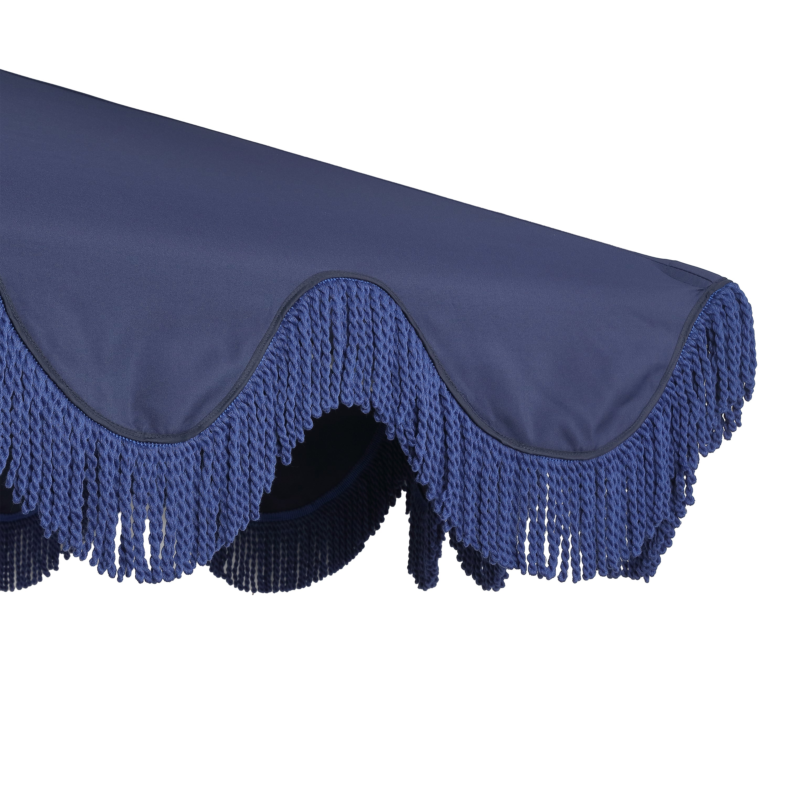Collins 9 ft. Classic Cottage Fringe Tassel Market Patio Umbrella with Auto-Tilt Crank