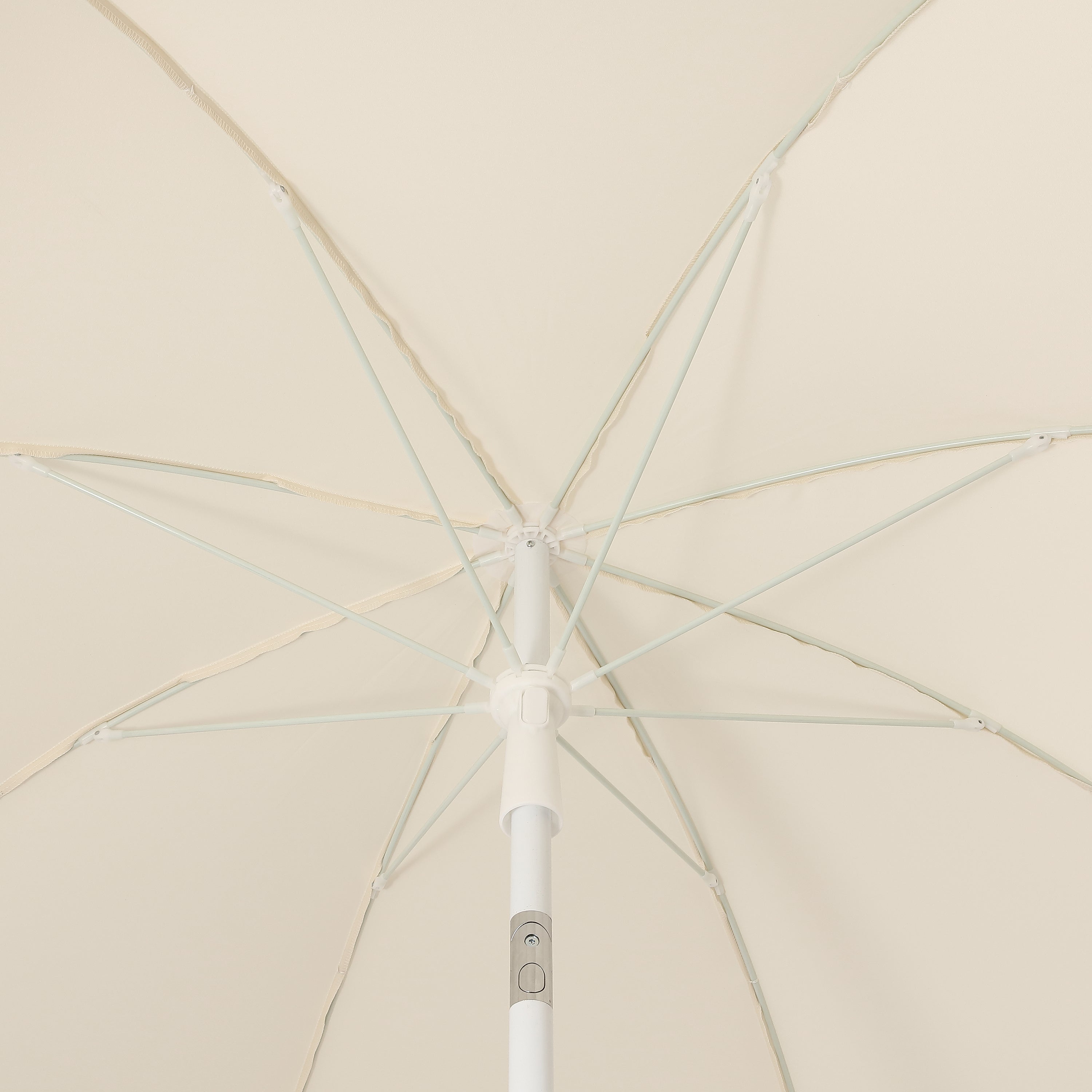Horizon 6.5 ft. Classic MidCentury Scalloped Fringe Market Beach Umbrella with Push-Button Tilt