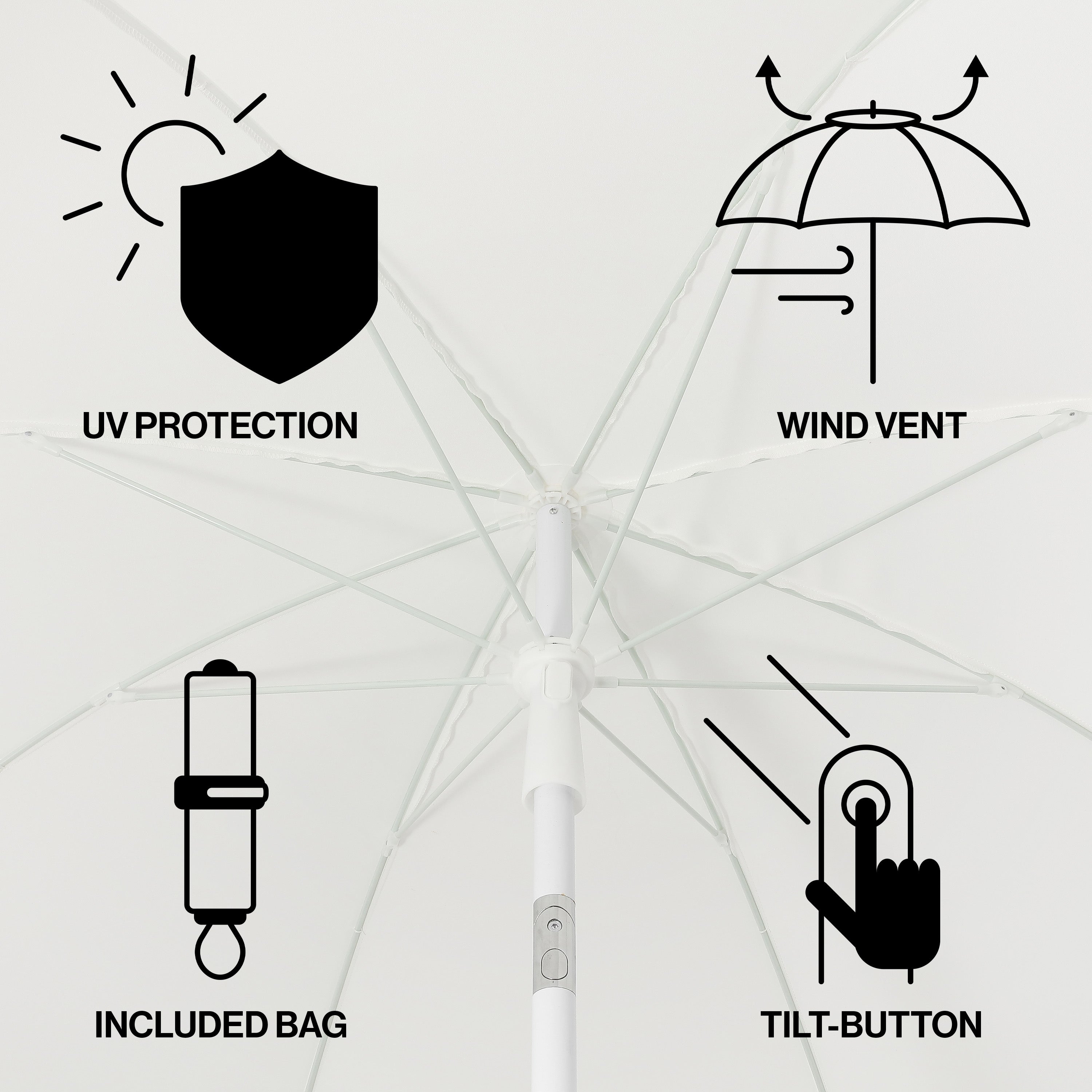 Horizon 6.5 ft. Classic MidCentury Scalloped Fringe Market Beach Umbrella with Push-Button Tilt