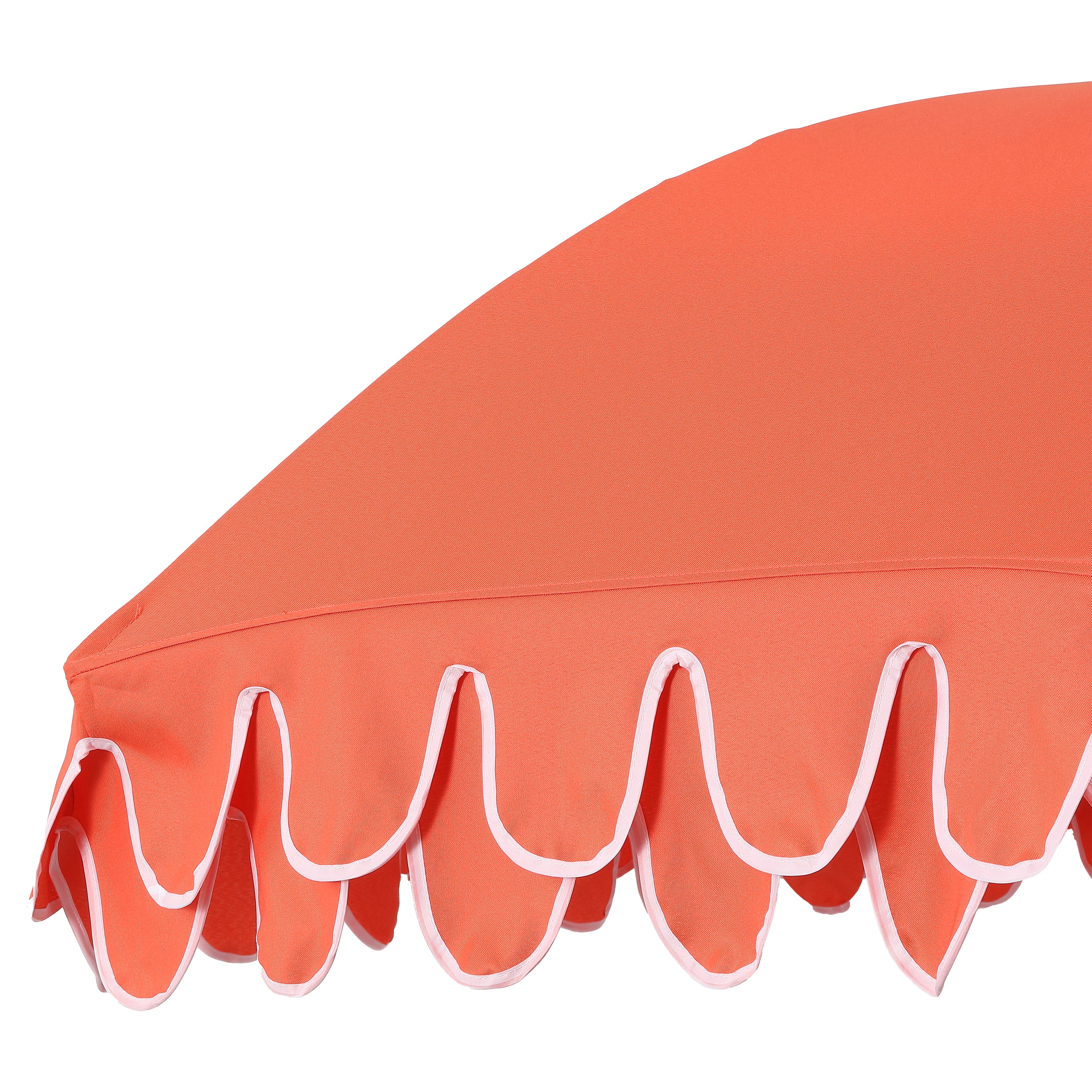 Horizon 6.5 ft. Classic MidCentury Scalloped Fringe Market Beach Umbrella with Push-Button Tilt