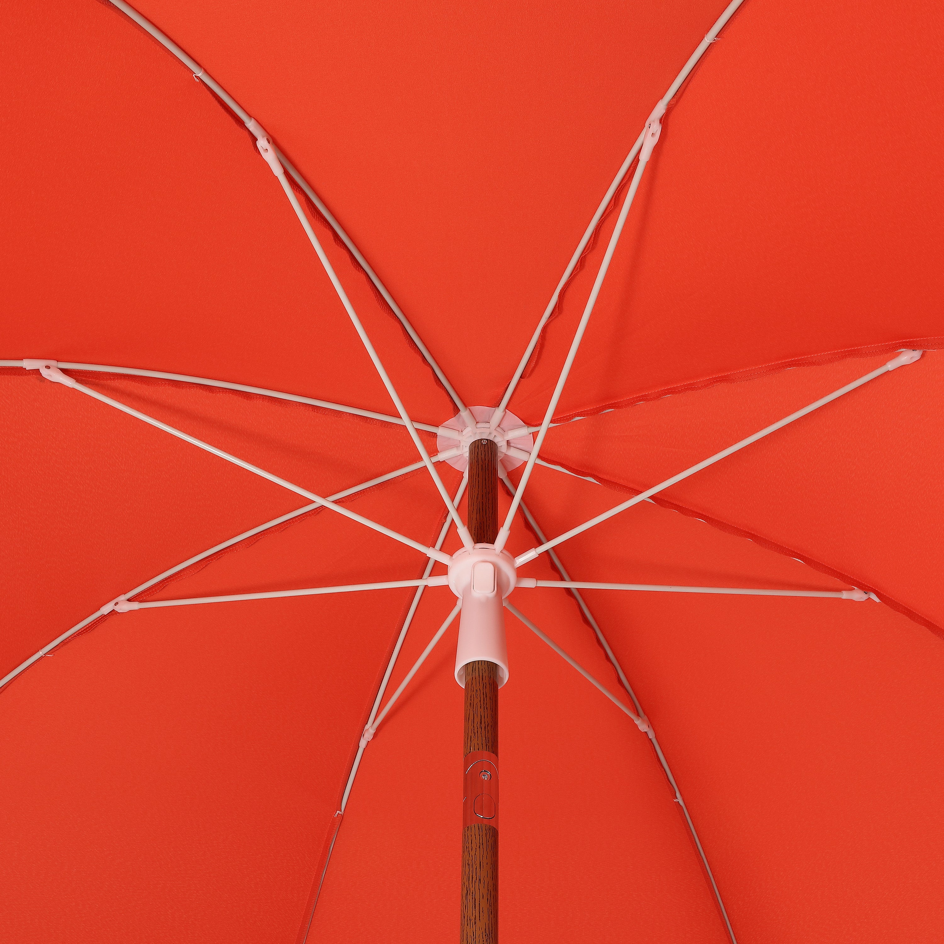 Horizon 6.5 ft. Classic MidCentury Scalloped Fringe Market Beach Umbrella with Push-Button Tilt