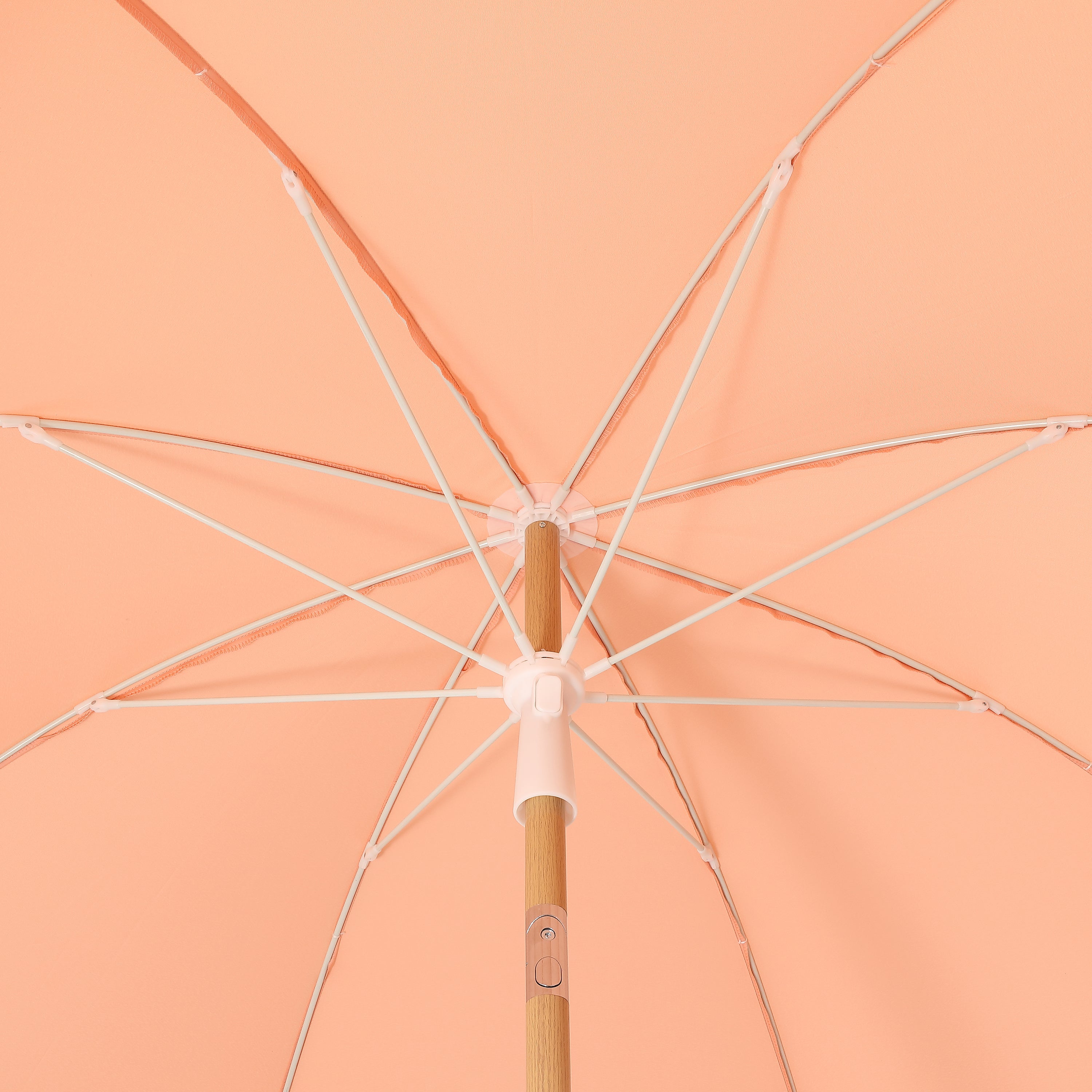 Horizon 6.5 ft. Classic MidCentury Scalloped Fringe Market Beach Umbrella with Push-Button Tilt