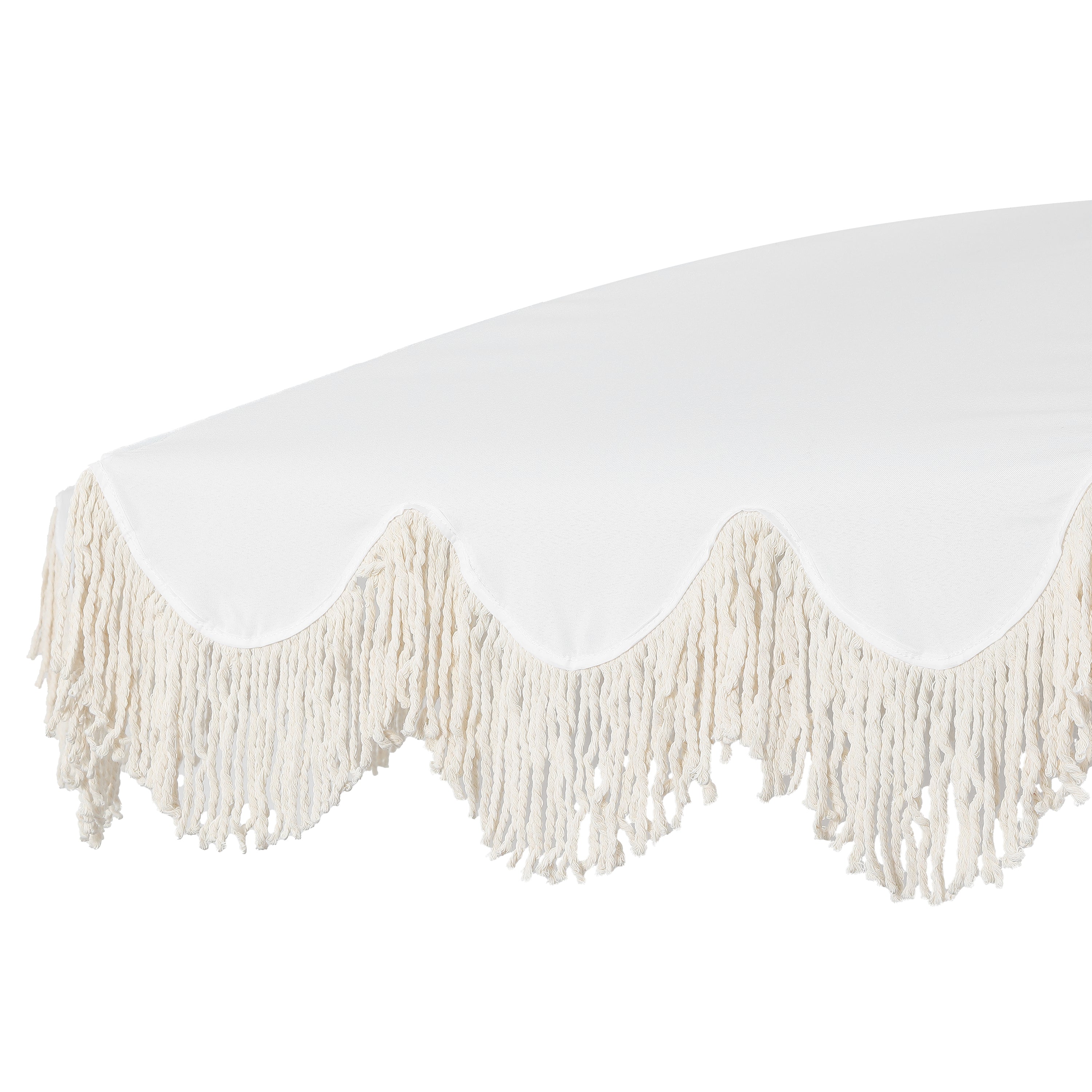Mariner 6.5 ft. Classic Cottage Fringe Tassel Market Beach Umbrella with Push Button Tilt