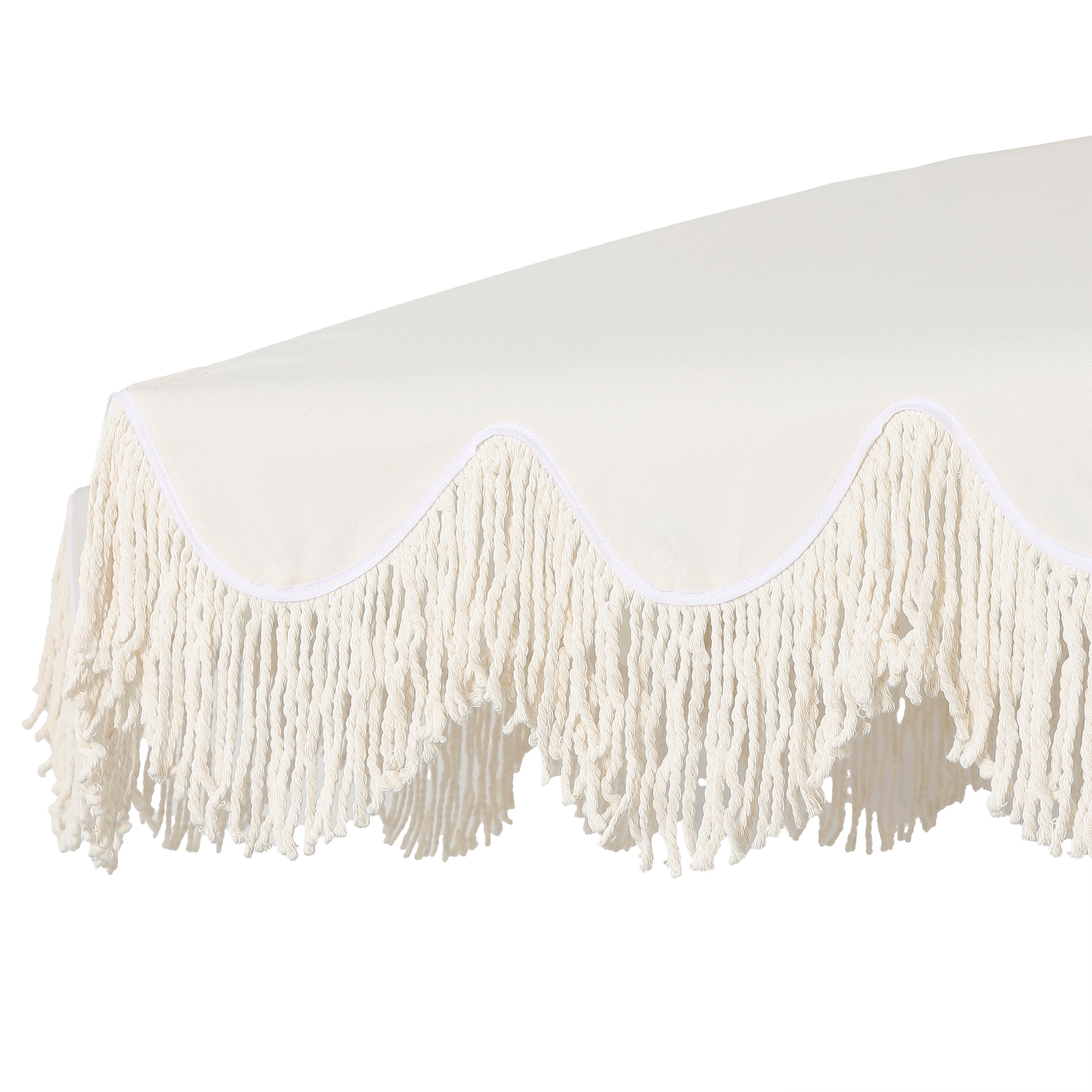 Mariner 6.5 ft. Classic Cottage Fringe Tassel Market Beach Umbrella with Push Button Tilt