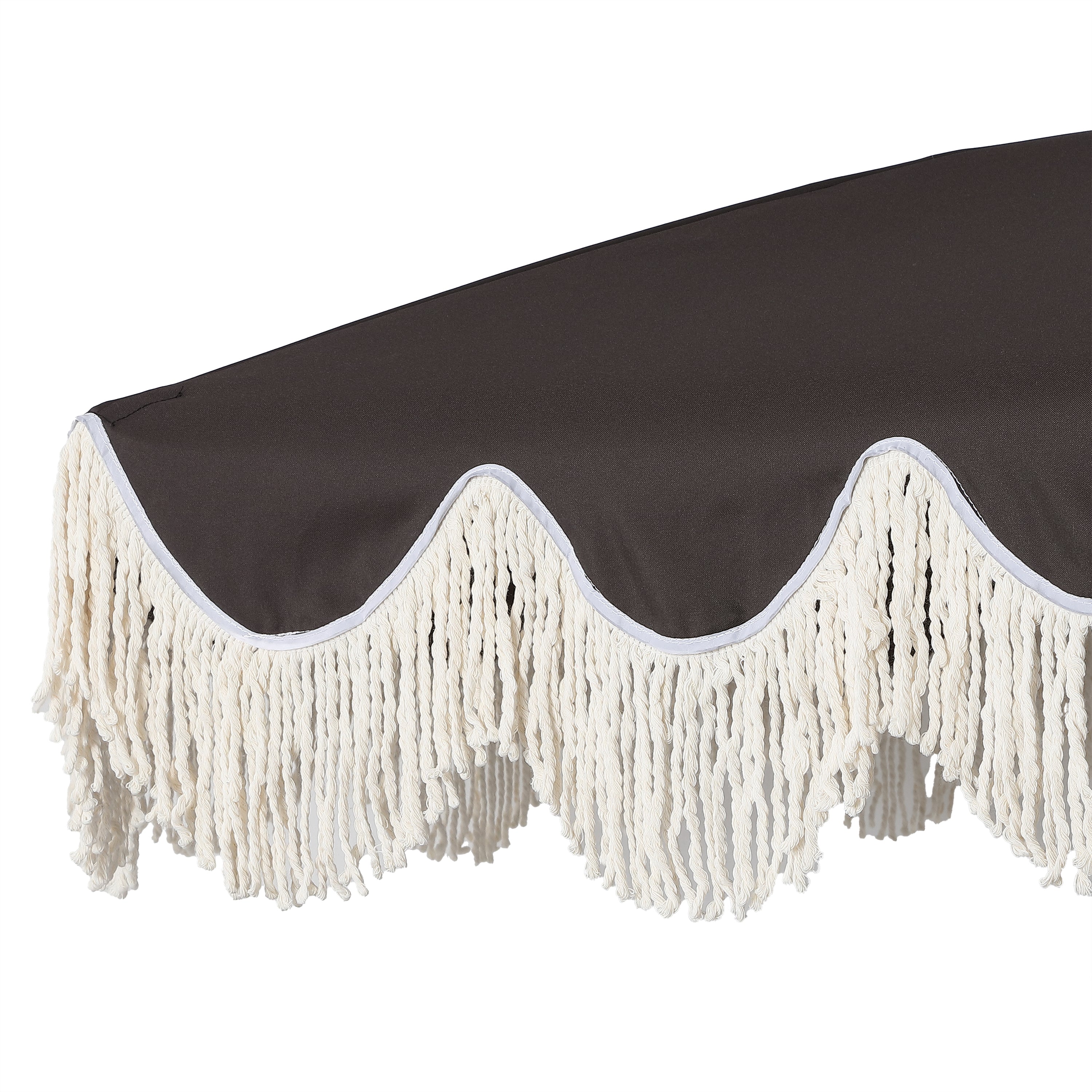 Mariner 6.5 ft. Classic Cottage Fringe Tassel Market Beach Umbrella with Push Button Tilt
