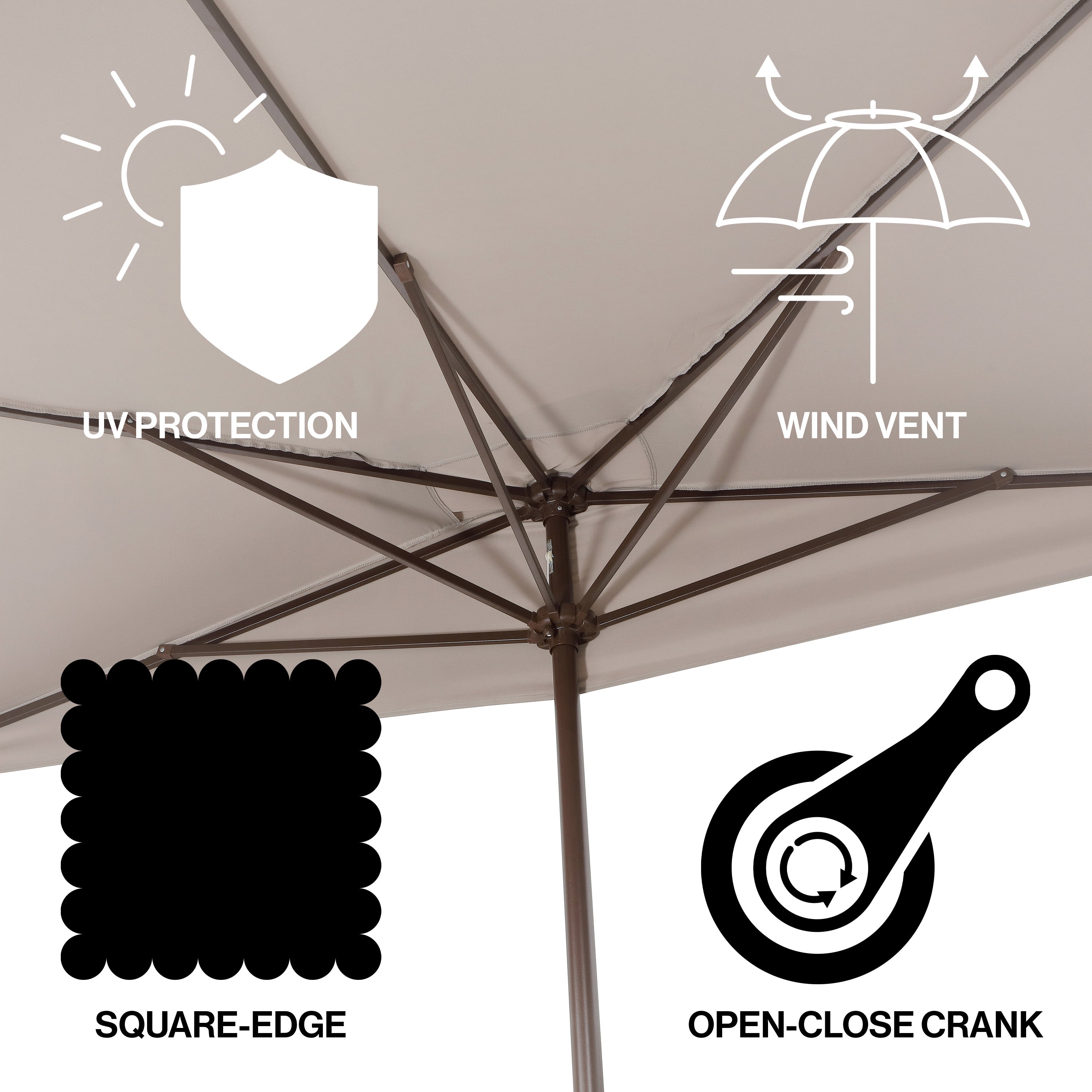 Sidney Classic MidCentury Rectangular Half Market Patio Umbrella with Crank