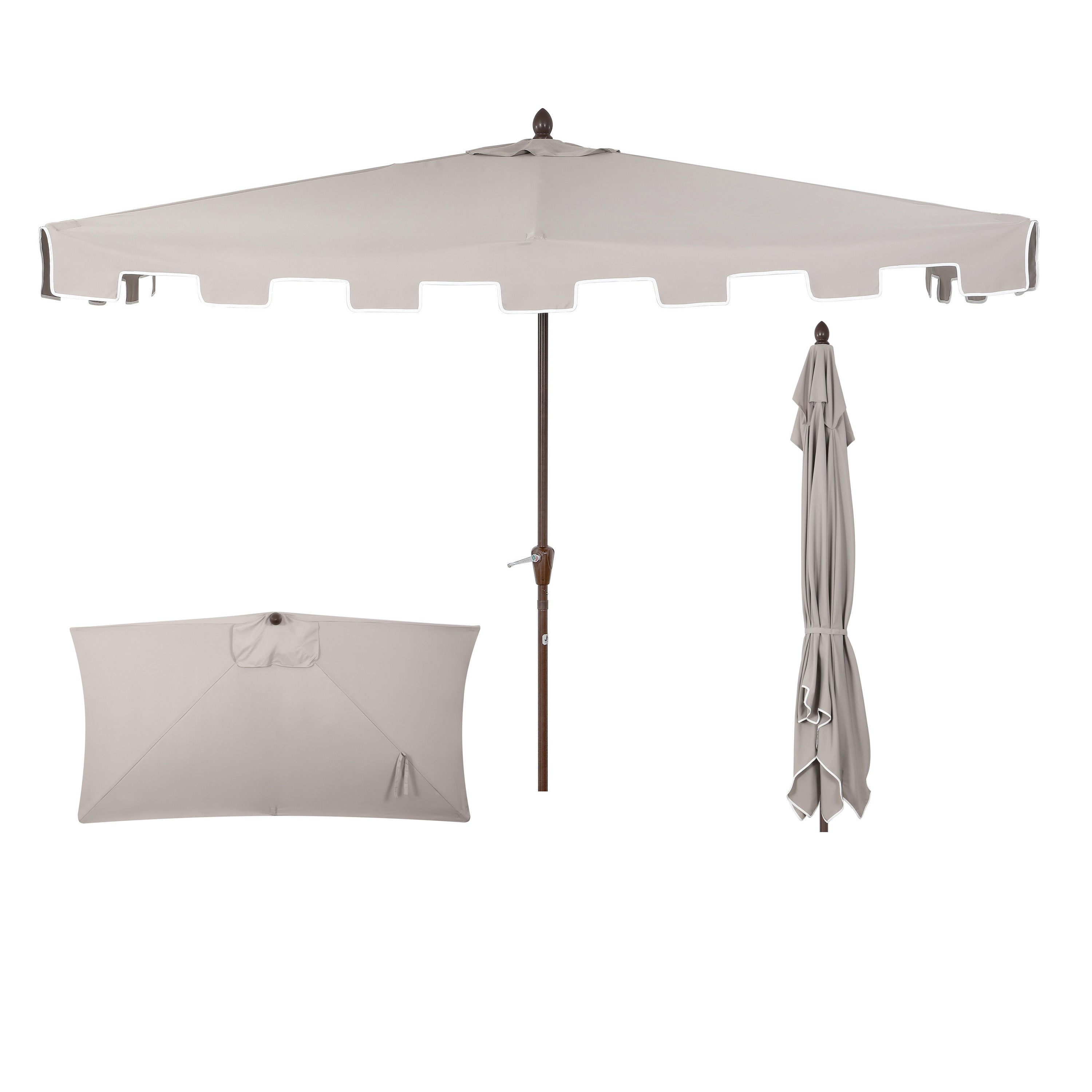 Sidney Classic MidCentury Rectangular Half Market Patio Umbrella with Crank
