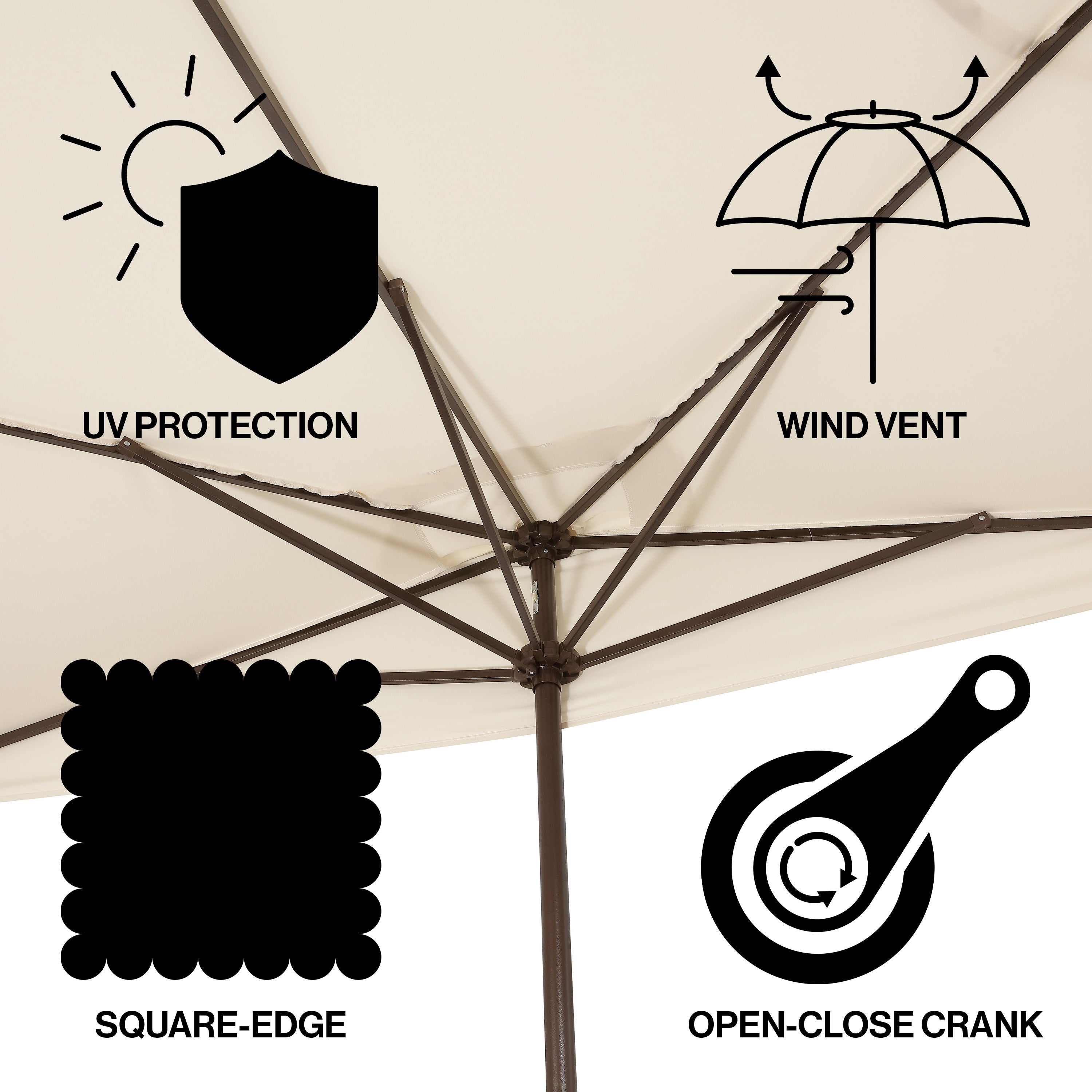 Sidney Classic MidCentury Rectangular Half Market Patio Umbrella with Crank
