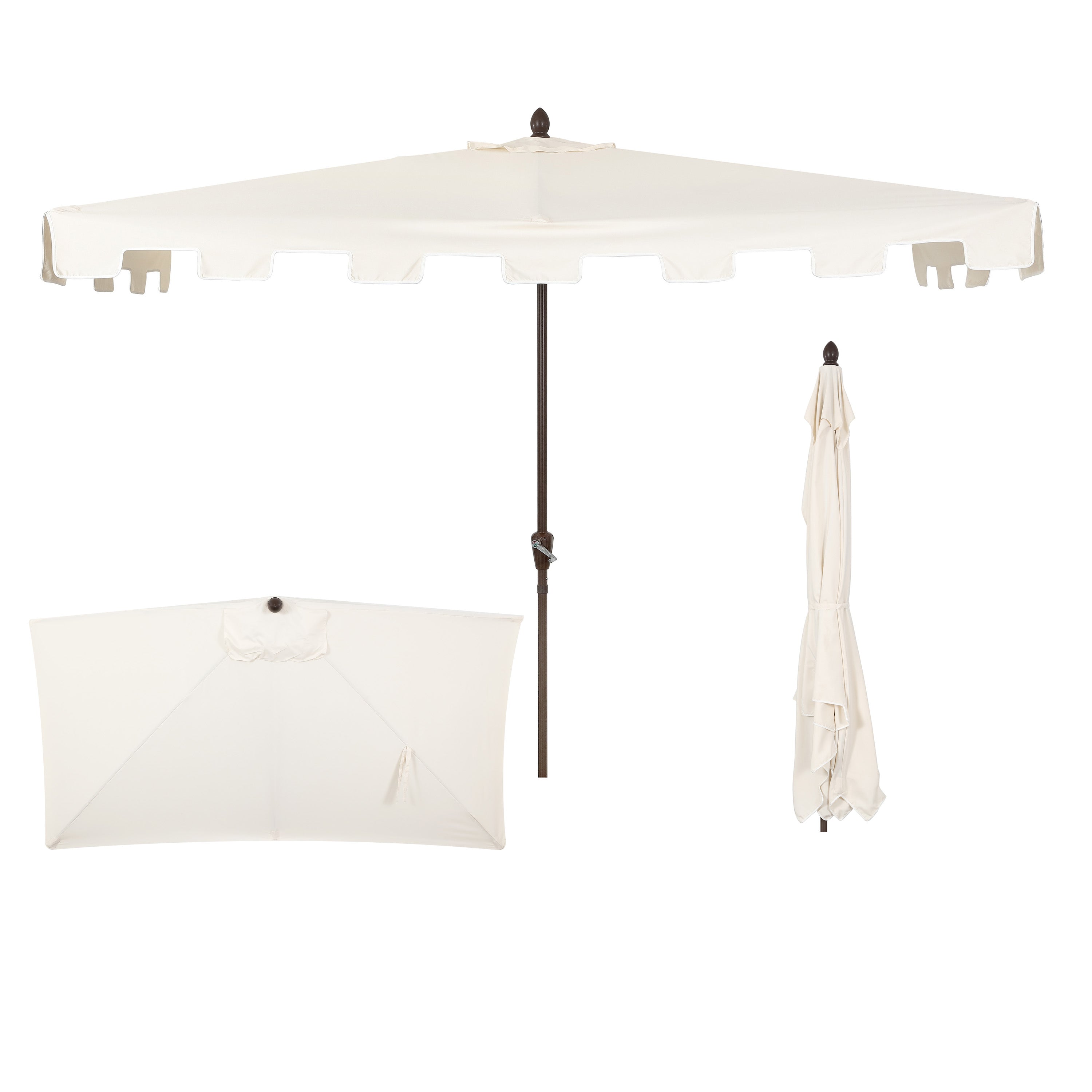 Sidney Classic MidCentury Rectangular Half Market Patio Umbrella with Crank