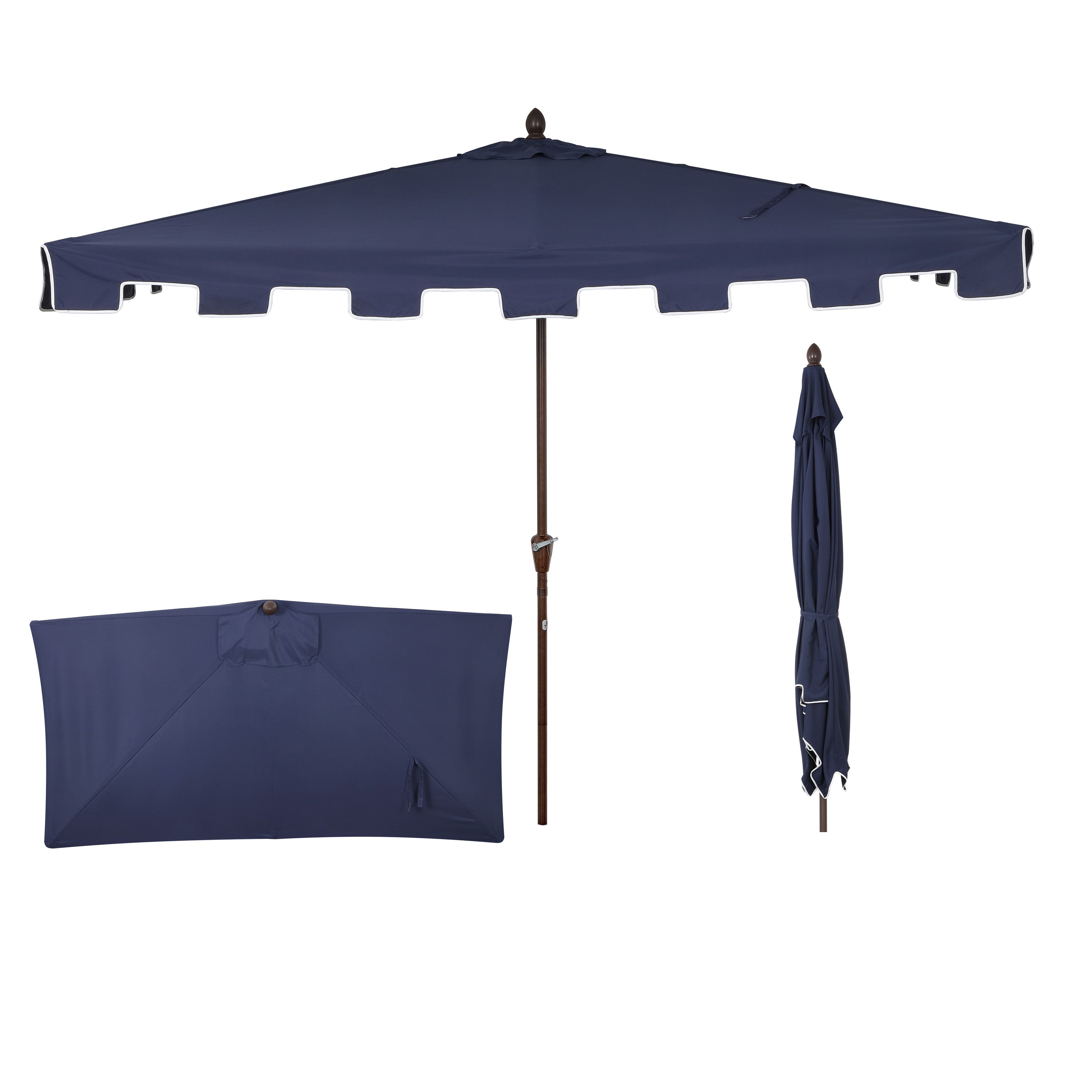 Sidney Classic MidCentury Rectangular Half Market Patio Umbrella with Crank