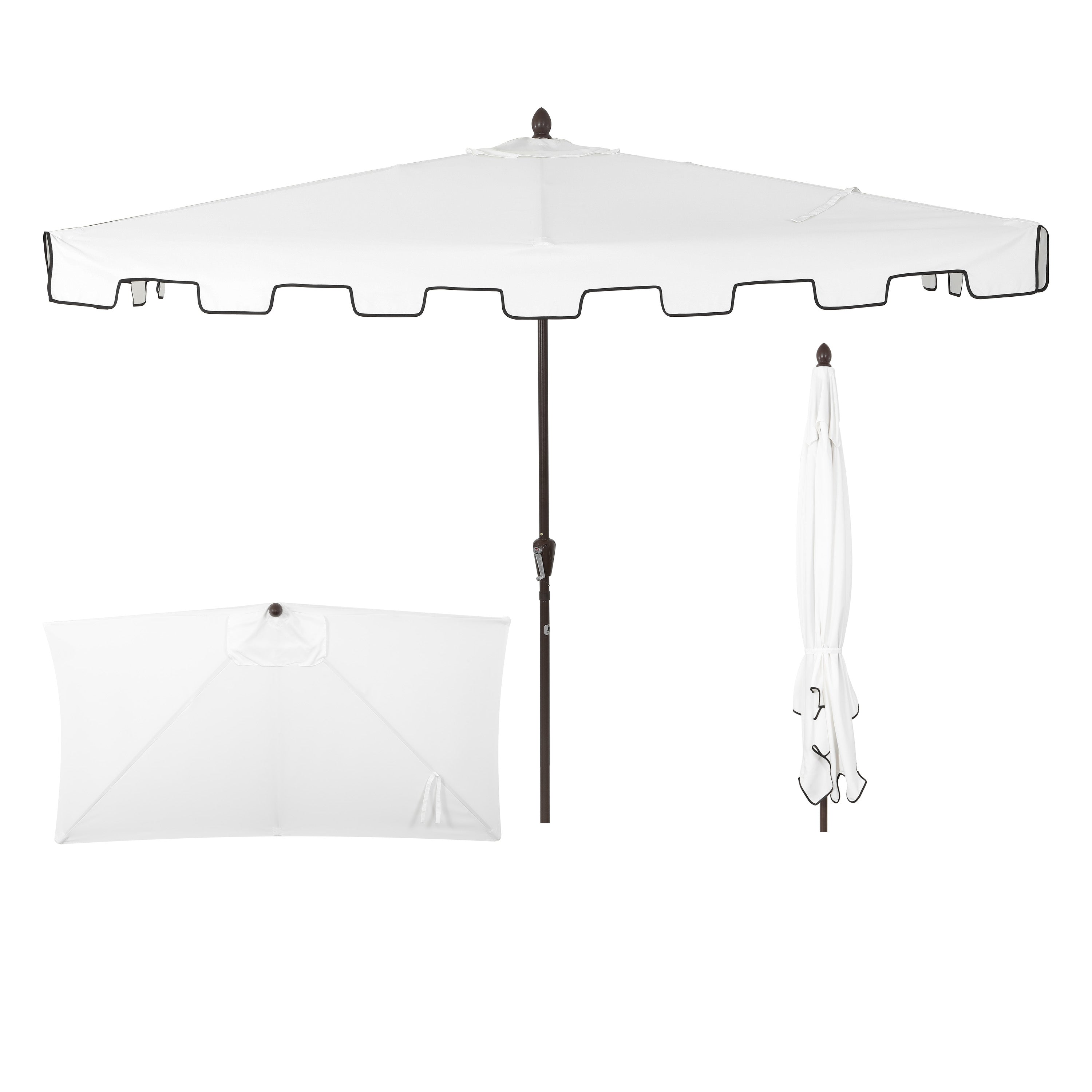 Sidney Classic MidCentury Rectangular Half Market Patio Umbrella with Crank