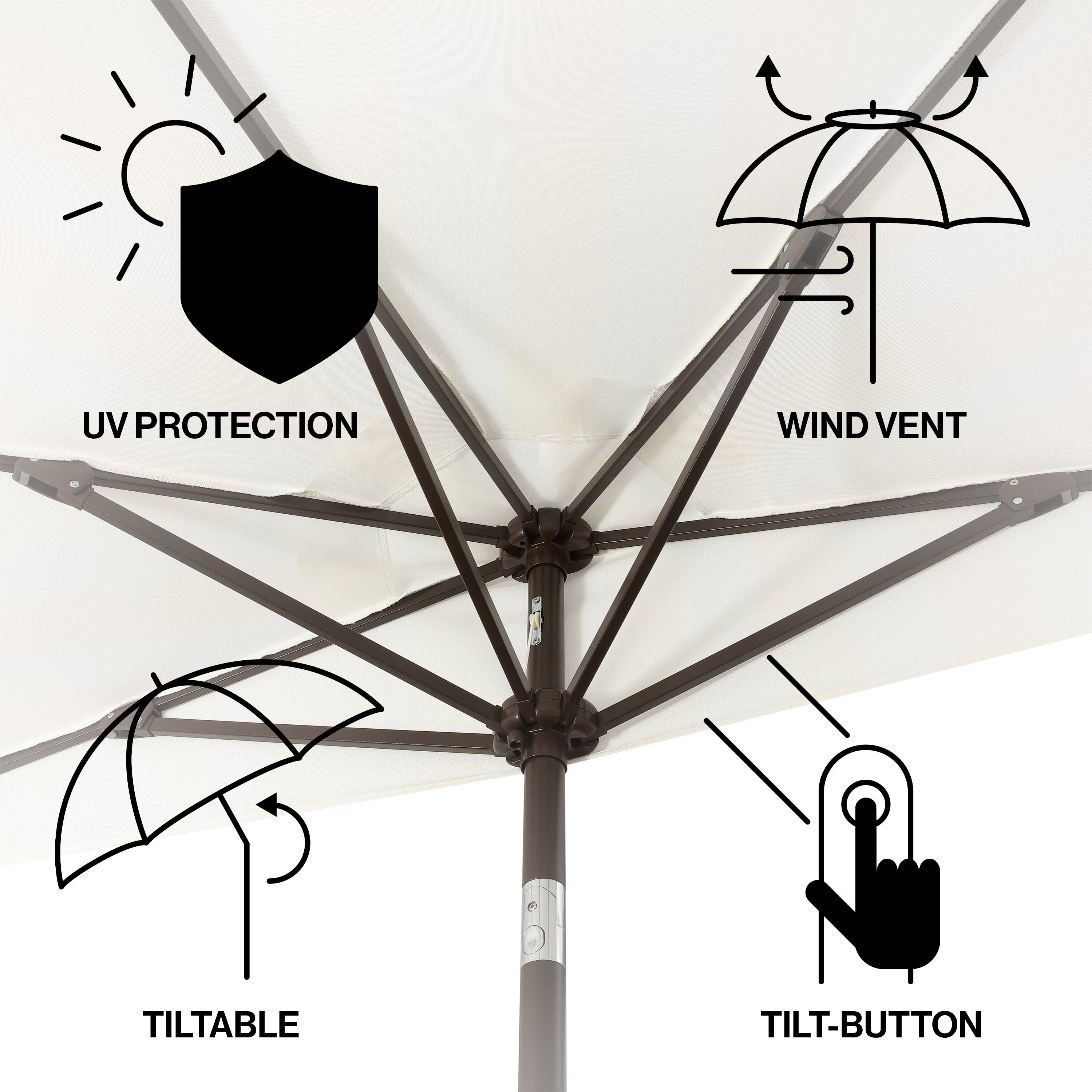 Beverly Designer Classic Scalloped Fringe Half Market Patio Umbrella with Crank