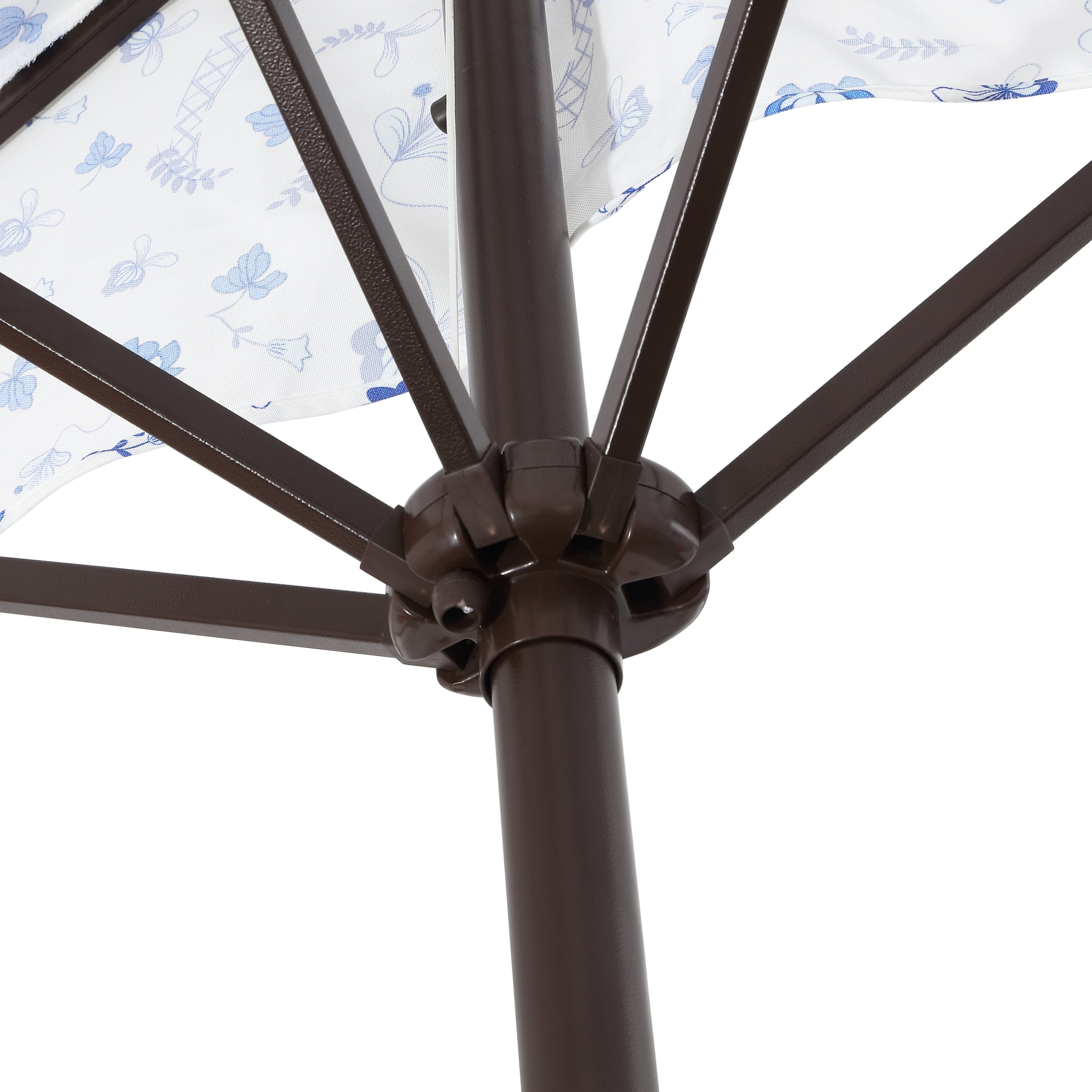 adjustable height half patio umbrellas JONATHAN Y Designs Beverly 9 ft. Designer Classic Scalloped Fringe Half Market Patio Umbrella with Crank