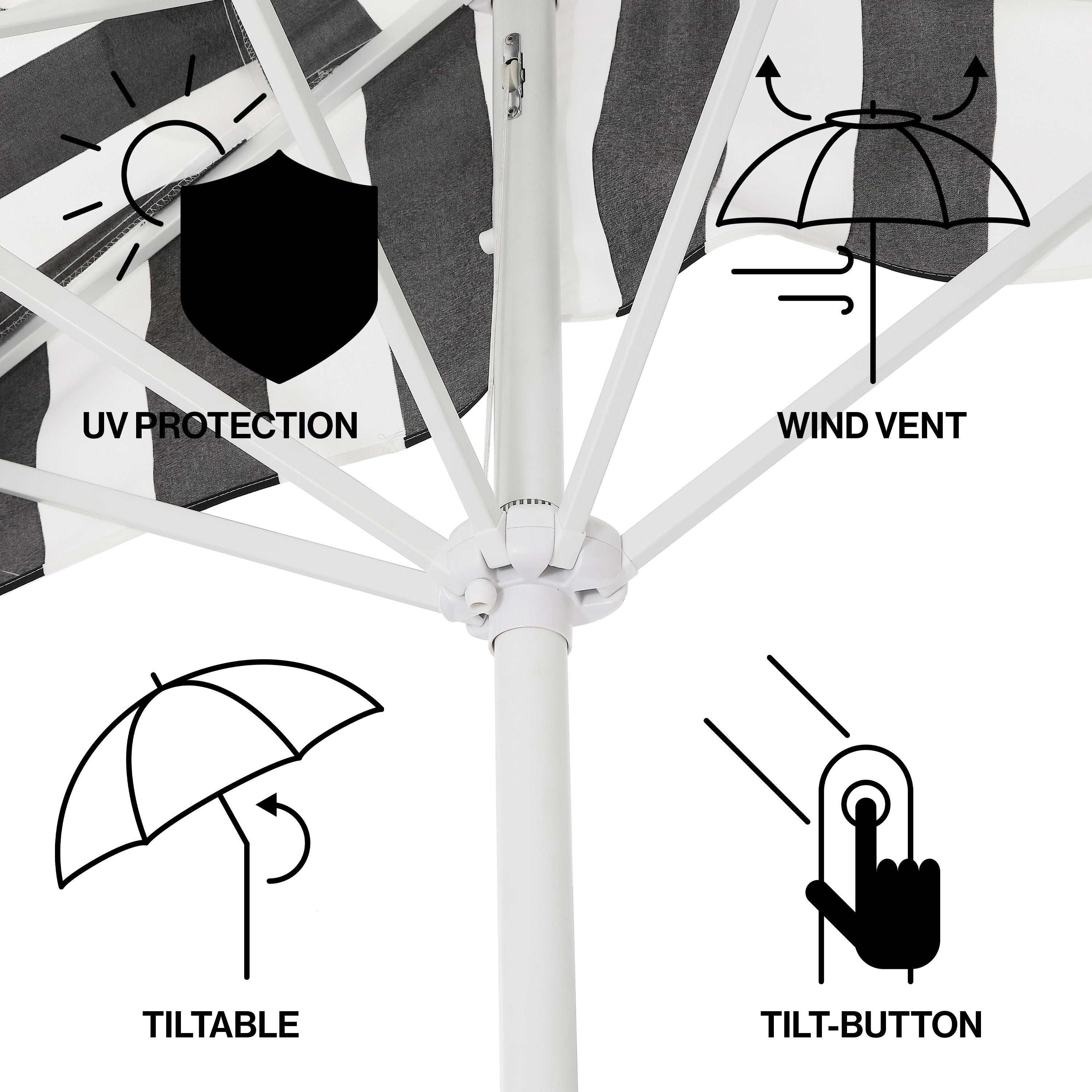 Beverly 9 ft. Designer Classic Scalloped Fringe Half Market Patio Umbrella with Crank