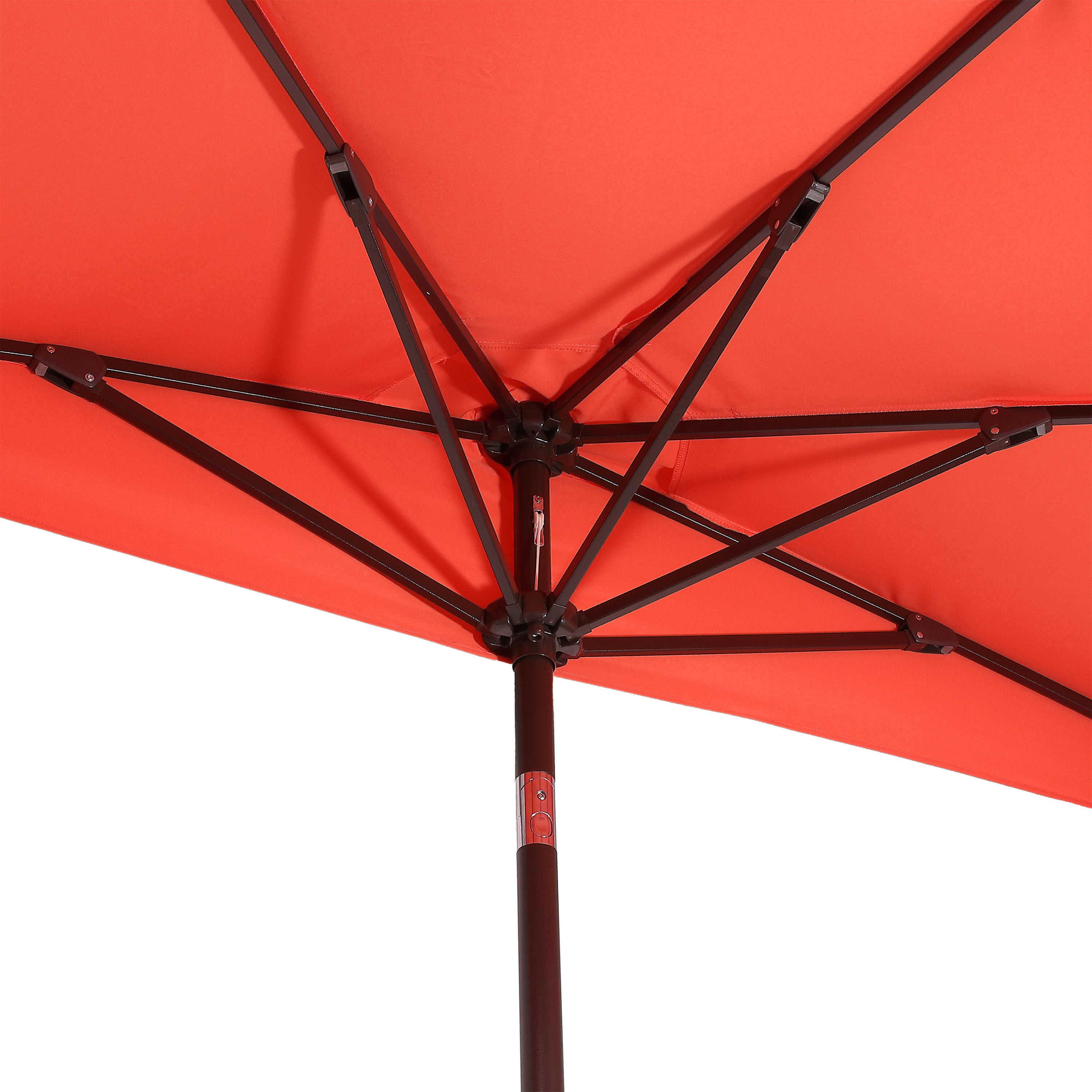 Terrace Arc 9 ft Scalloped Fringe Market Patio Half Umbrella with Crank, Tilt Button and UV Protection