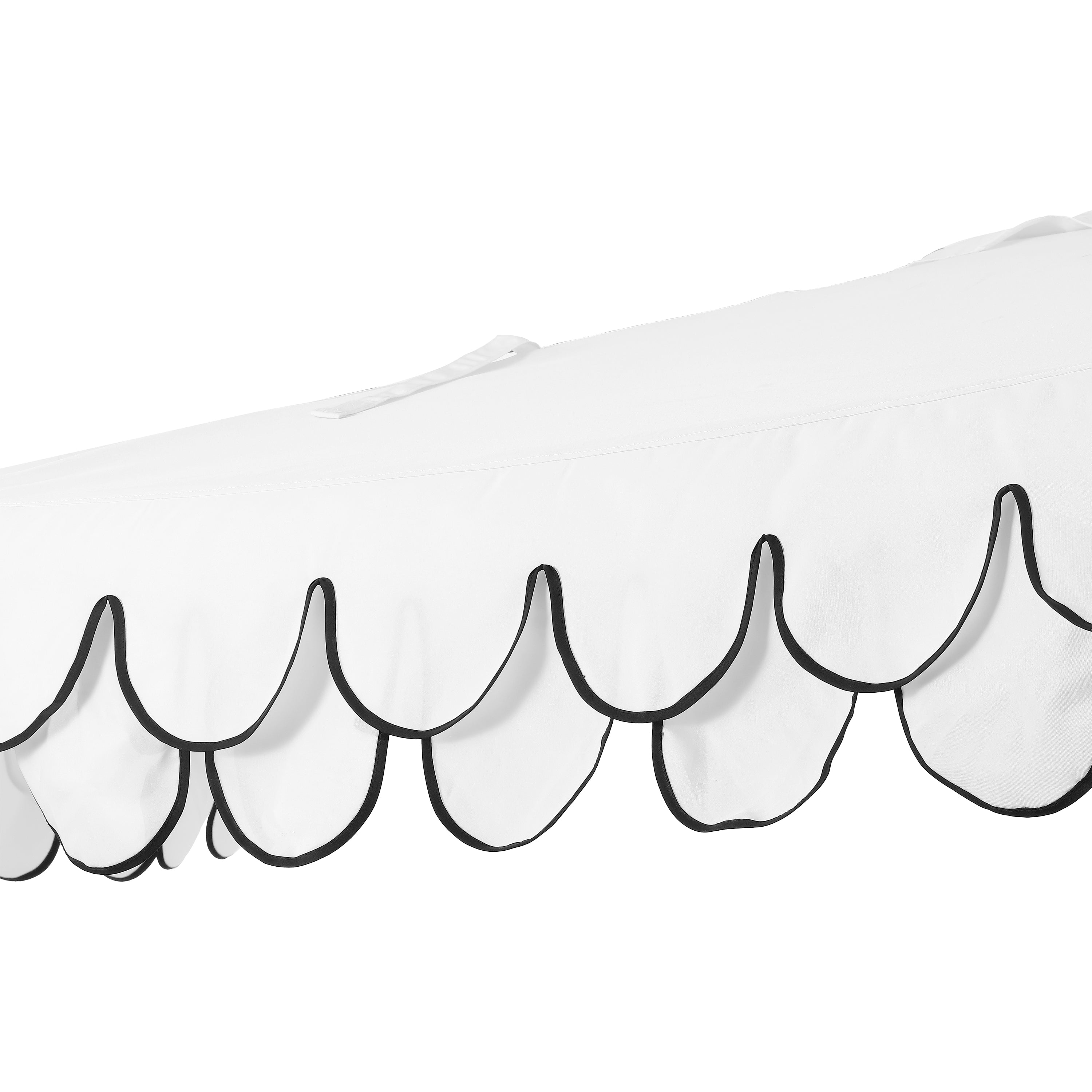 Terrace Arc 9 ft Scalloped Fringe Market Patio Half Umbrella with Crank, Tilt Button and UV Protection