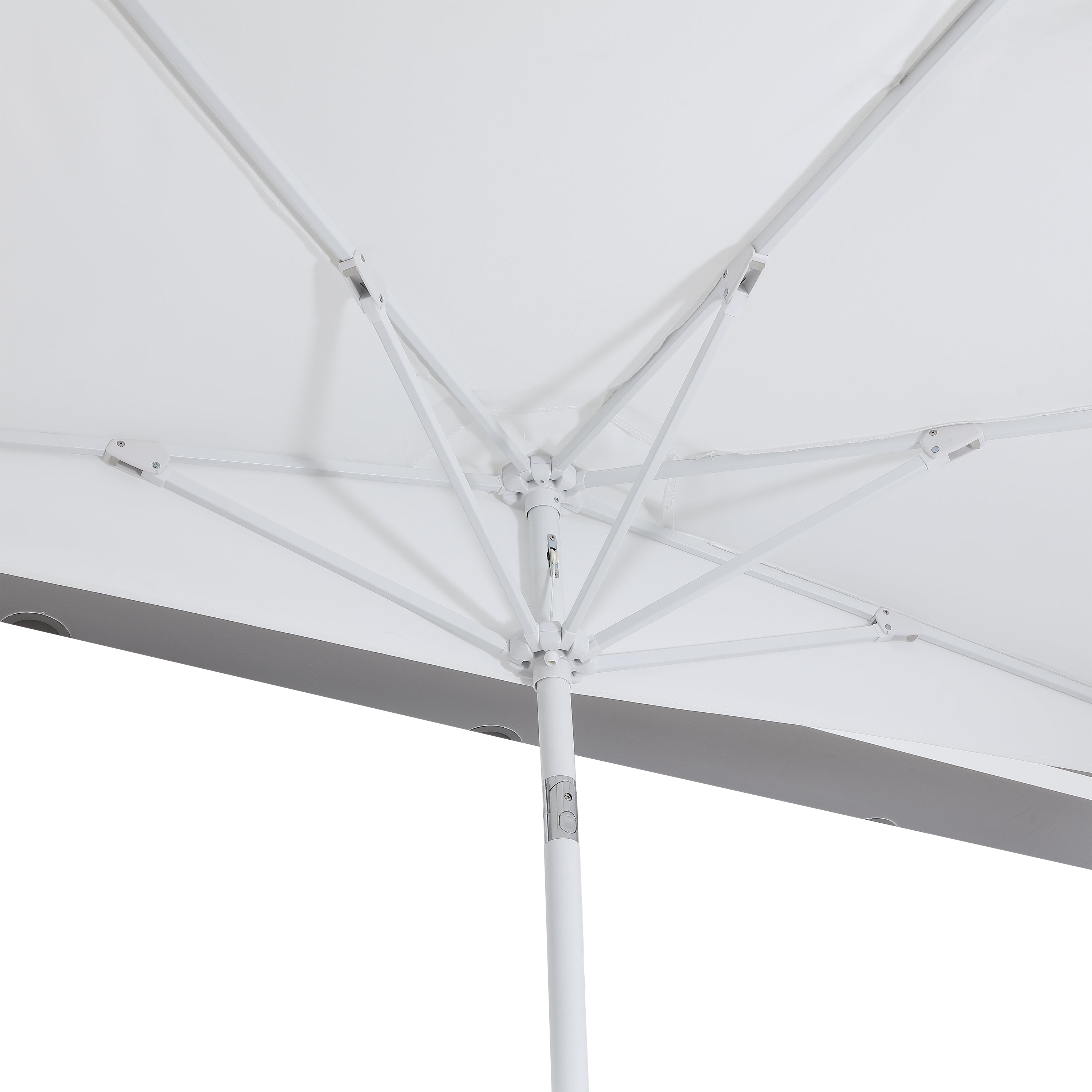 Terrace Arc 9 ft Scalloped Fringe Market Patio Half Umbrella with Crank, Tilt Button and UV Protection