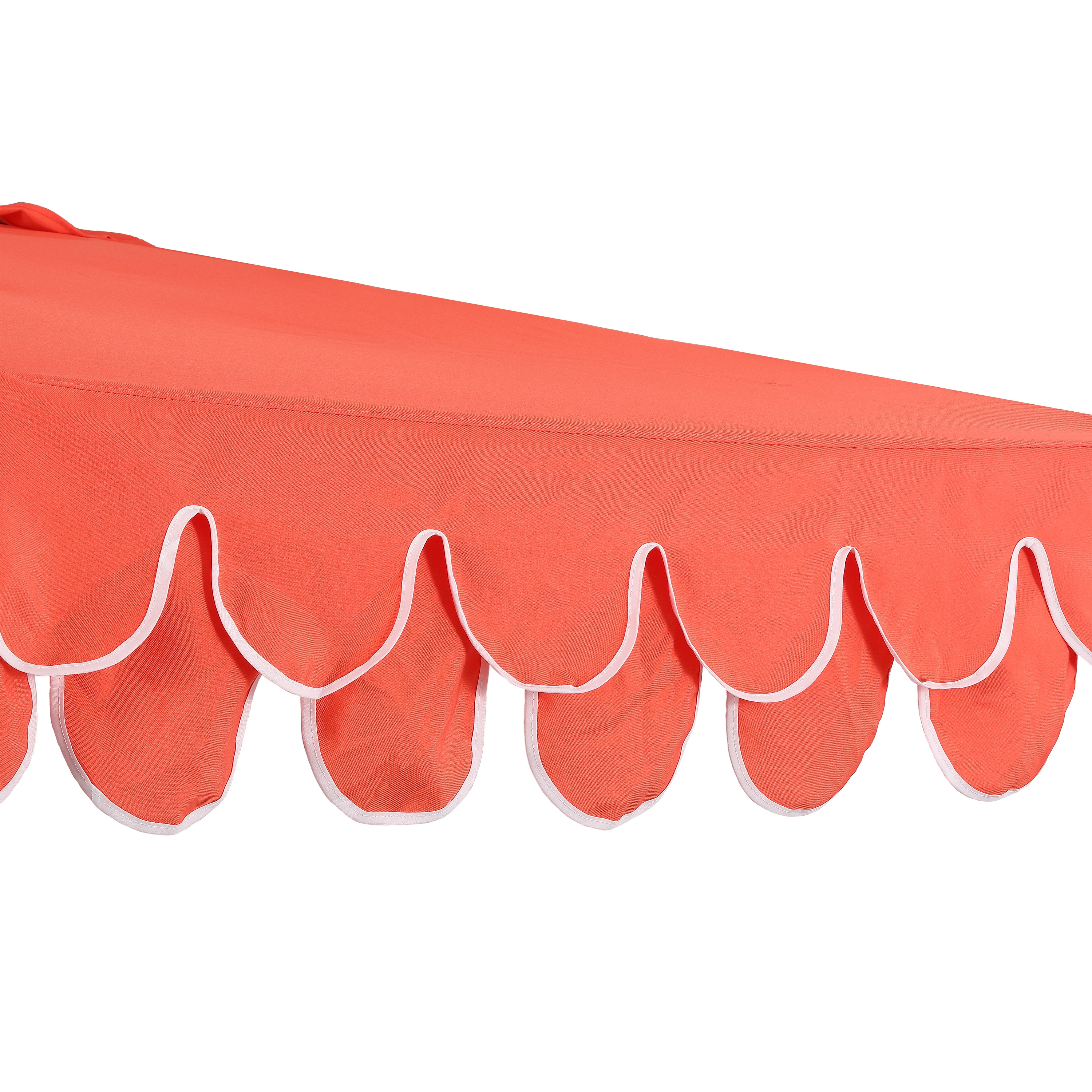 Terrace Arc 9 ft Scalloped Fringe Market Patio Half Umbrella with Crank, Tilt Button and UV Protection