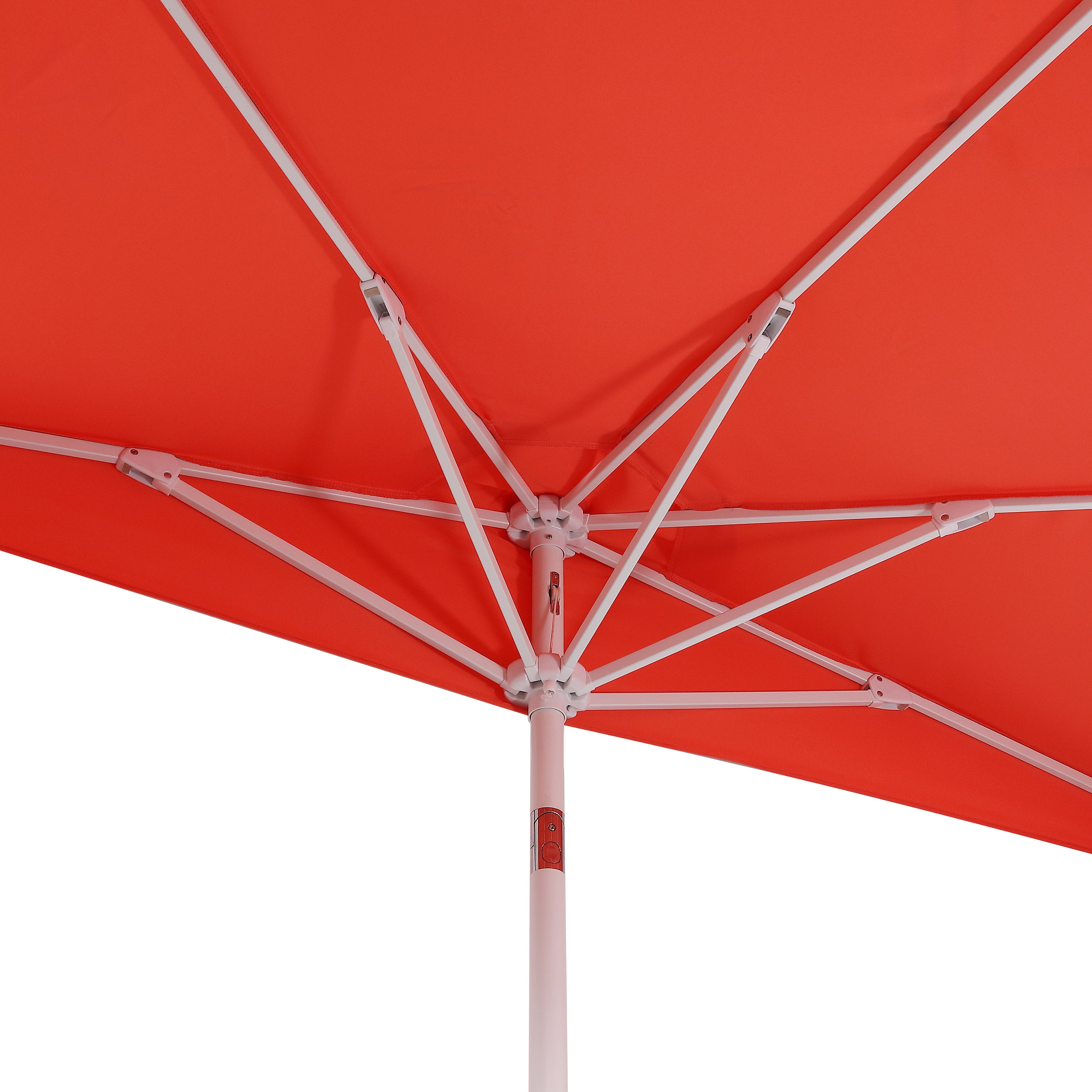 Terrace Arc 9 ft Scalloped Fringe Market Patio Half Umbrella with Crank, Tilt Button and UV Protection