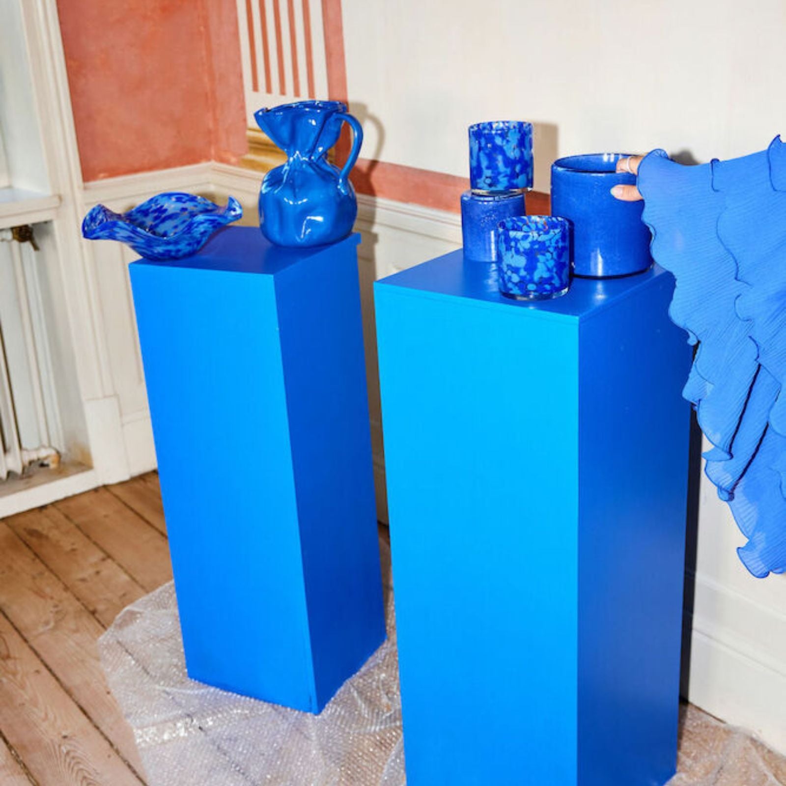 Calore Vase/Candle Holder, Small, Confetti Blue