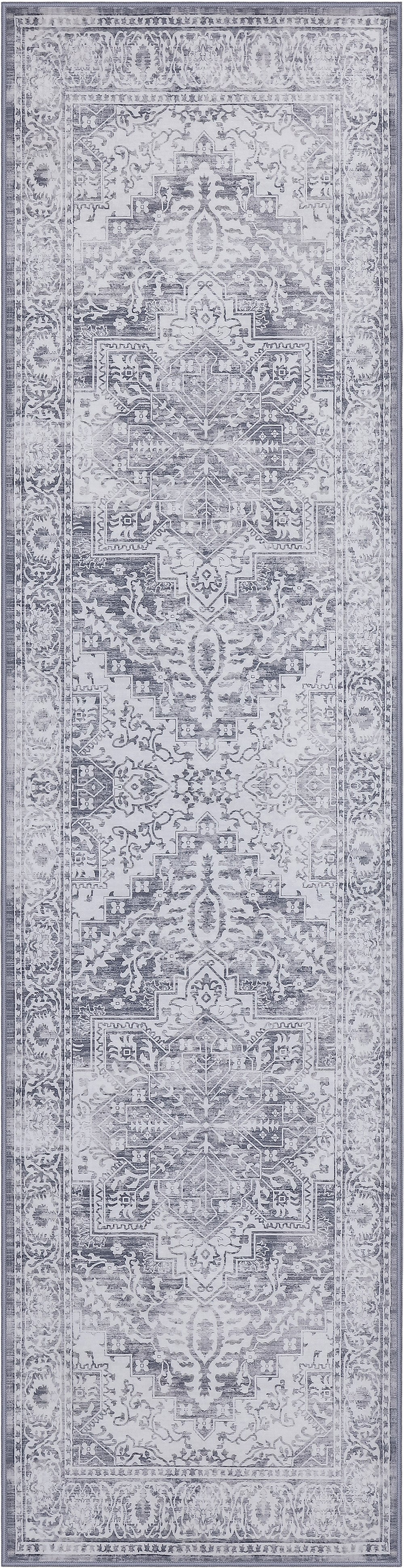 Eleanor Vintage Medallion Border Non-Slip Machine-Washable Rug