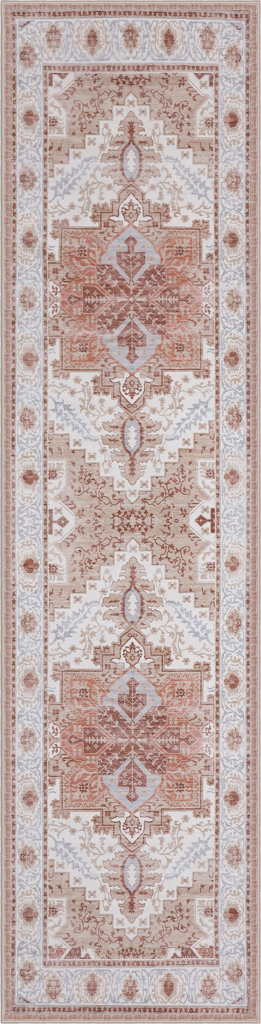Eleanor Vintage Medallion Border Non-Slip Machine-Washable Rug
