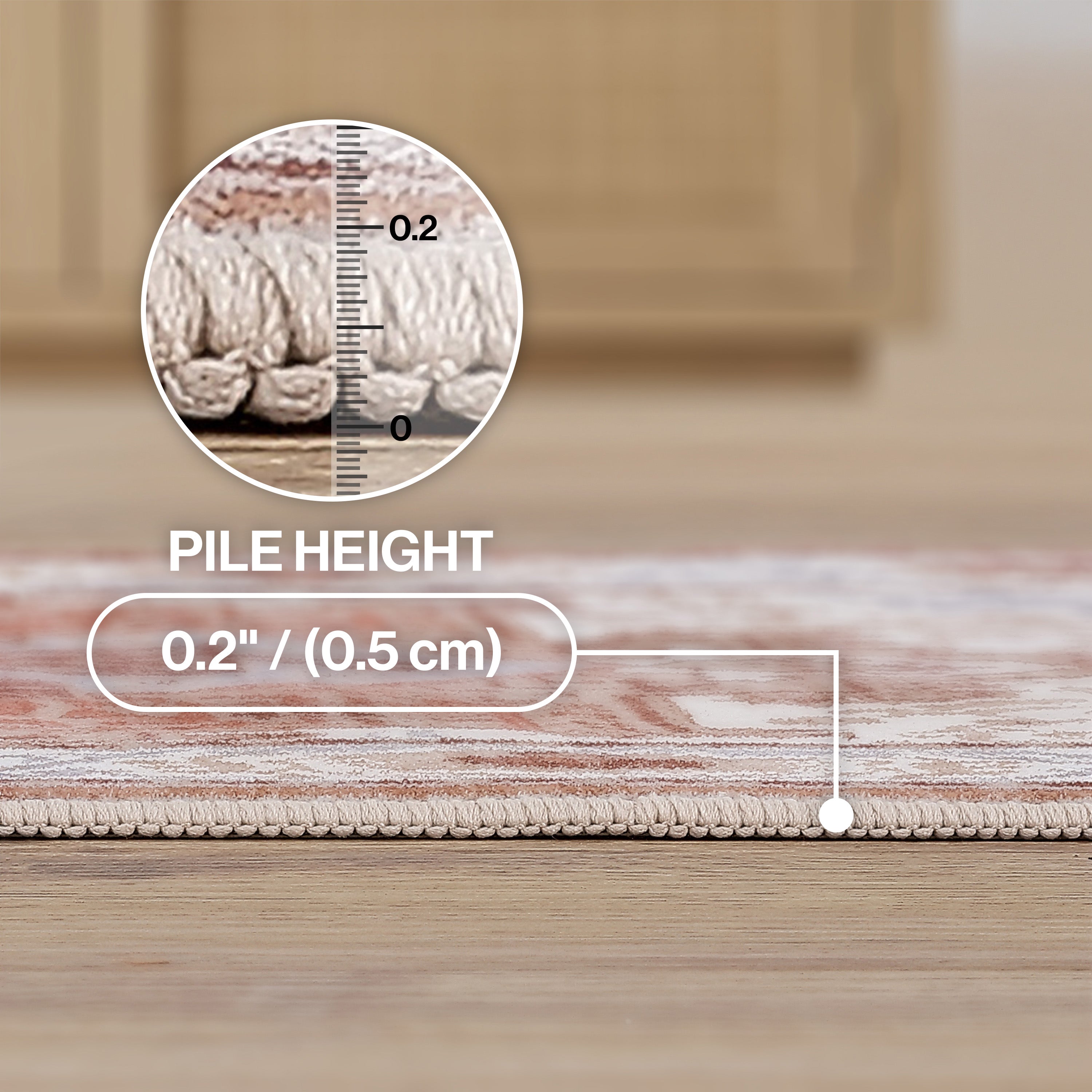 Eleanor Vintage Medallion Border Non-Slip Machine-Washable Rug