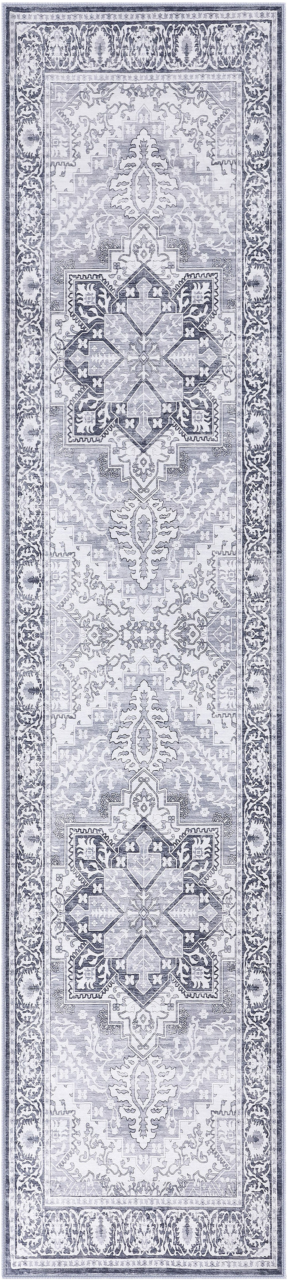 Eleanor Vintage Medallion Border Non-Slip Machine-Washable Rug