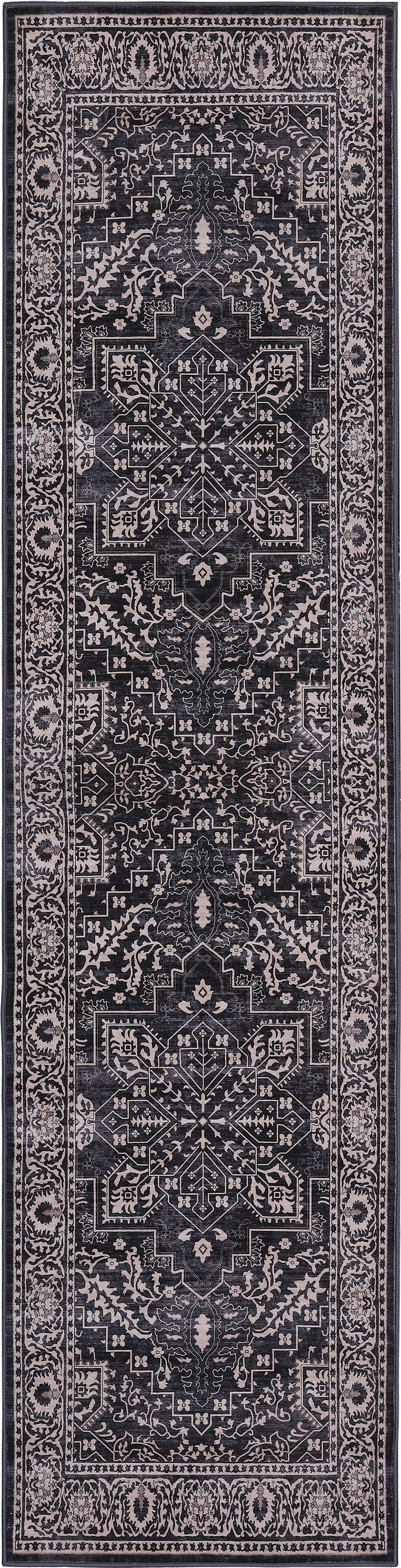Eleanor Vintage Medallion Border Non-Slip Machine-Washable Rug