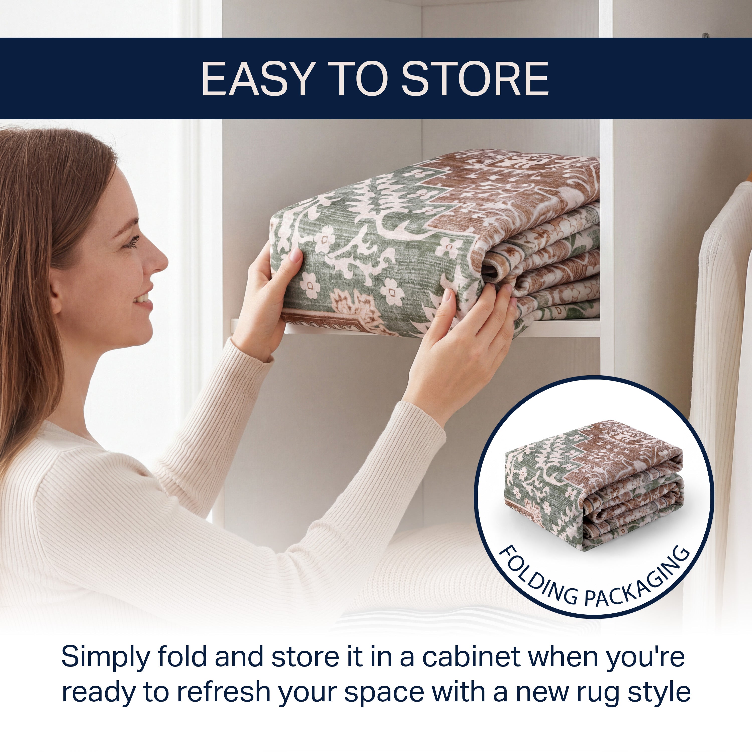 Eleanor Vintage Medallion Border Non-Slip Machine-Washable Rug
