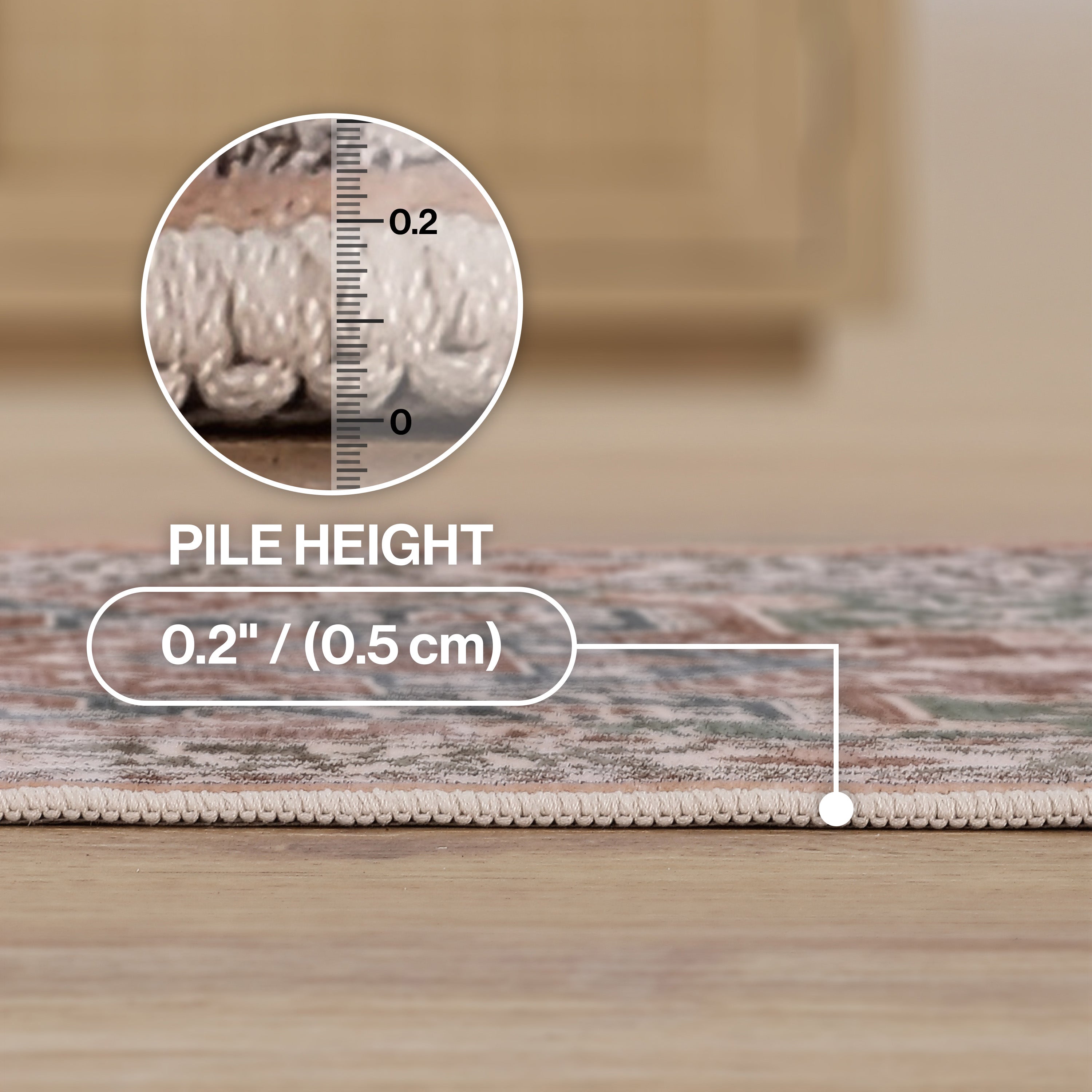 Eleanor Vintage Medallion Border Non-Slip Machine-Washable Rug