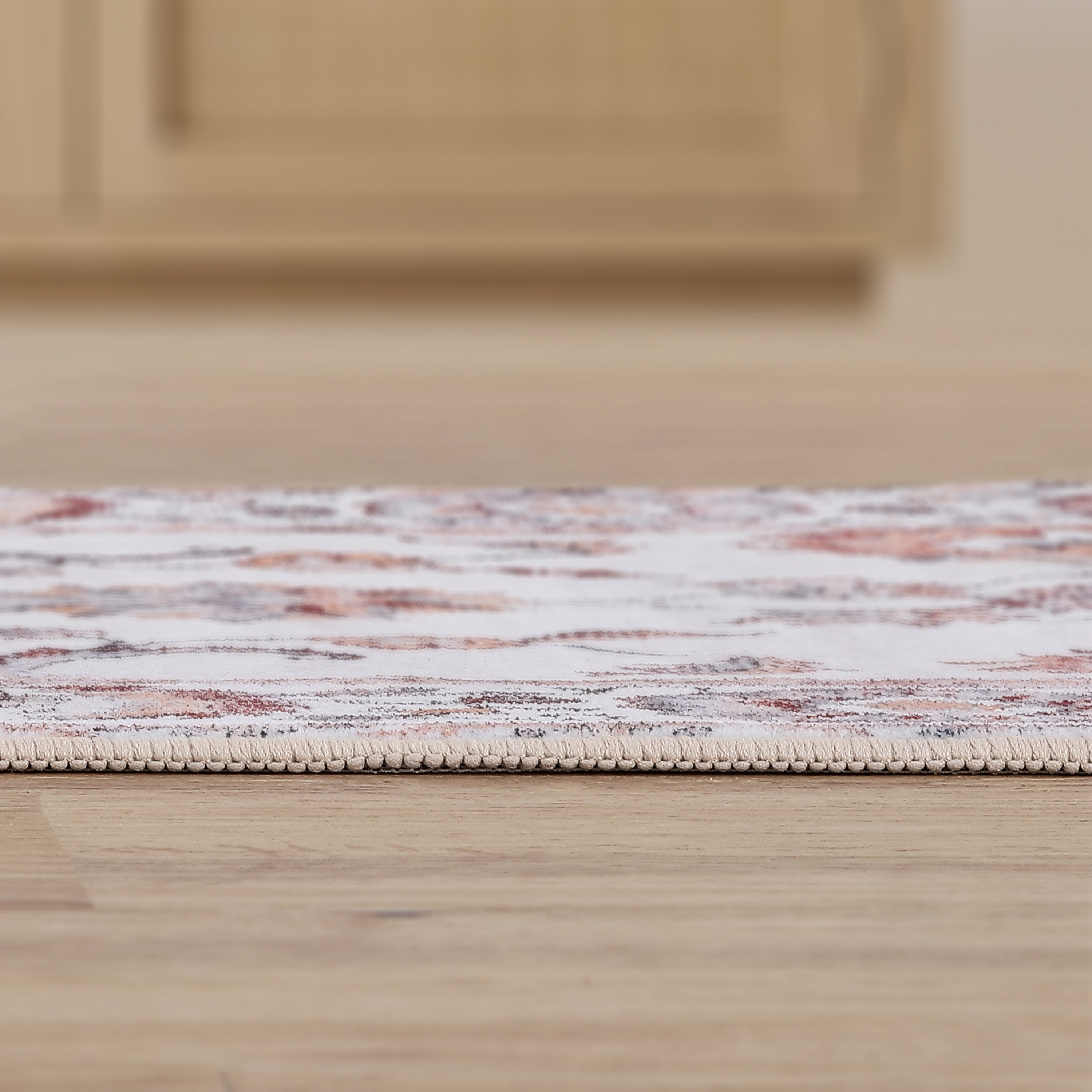 Arabella Vintage Floral Border Non-Slip Machine-Washable Rug