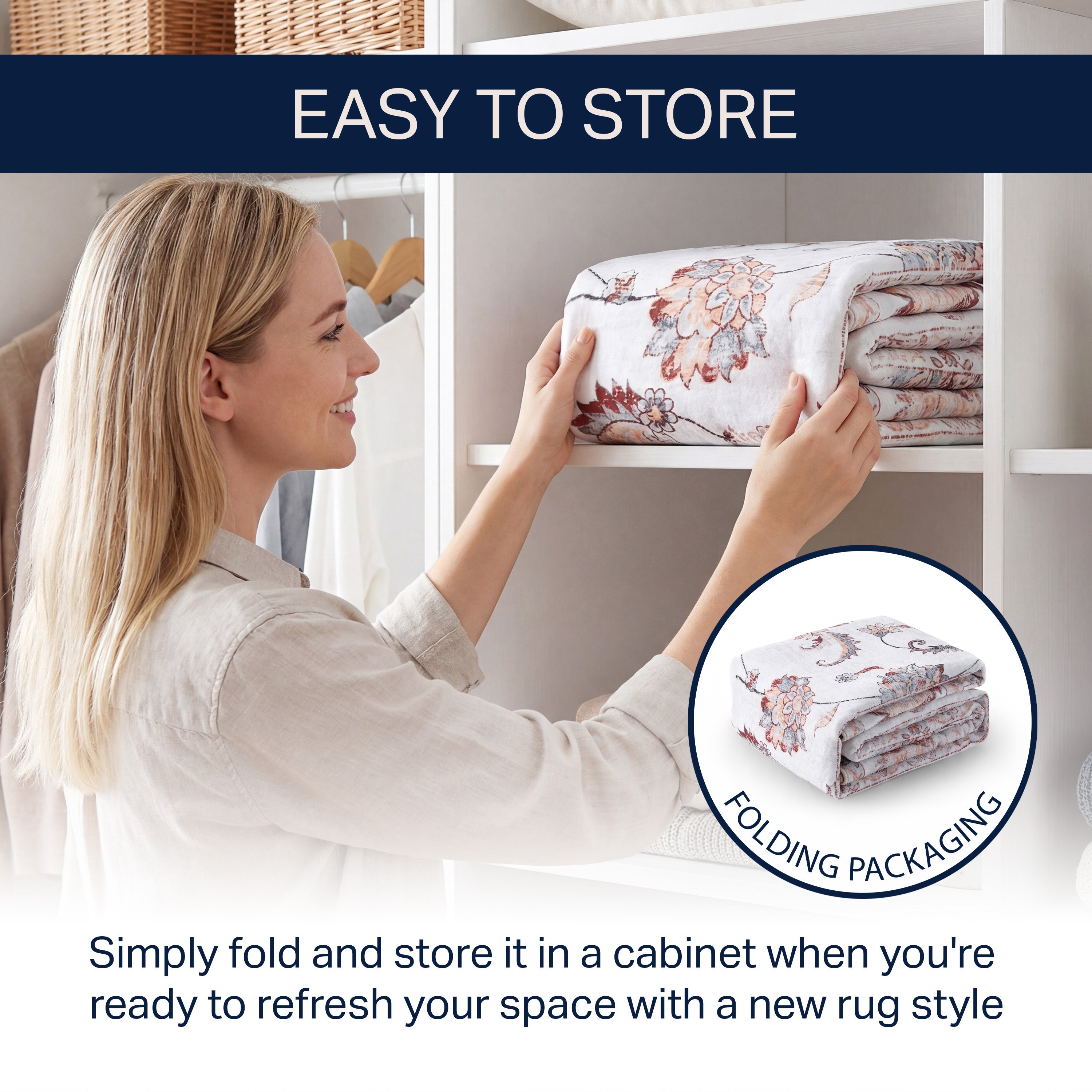Arabella Vintage Floral Border Non-Slip Machine-Washable Rug