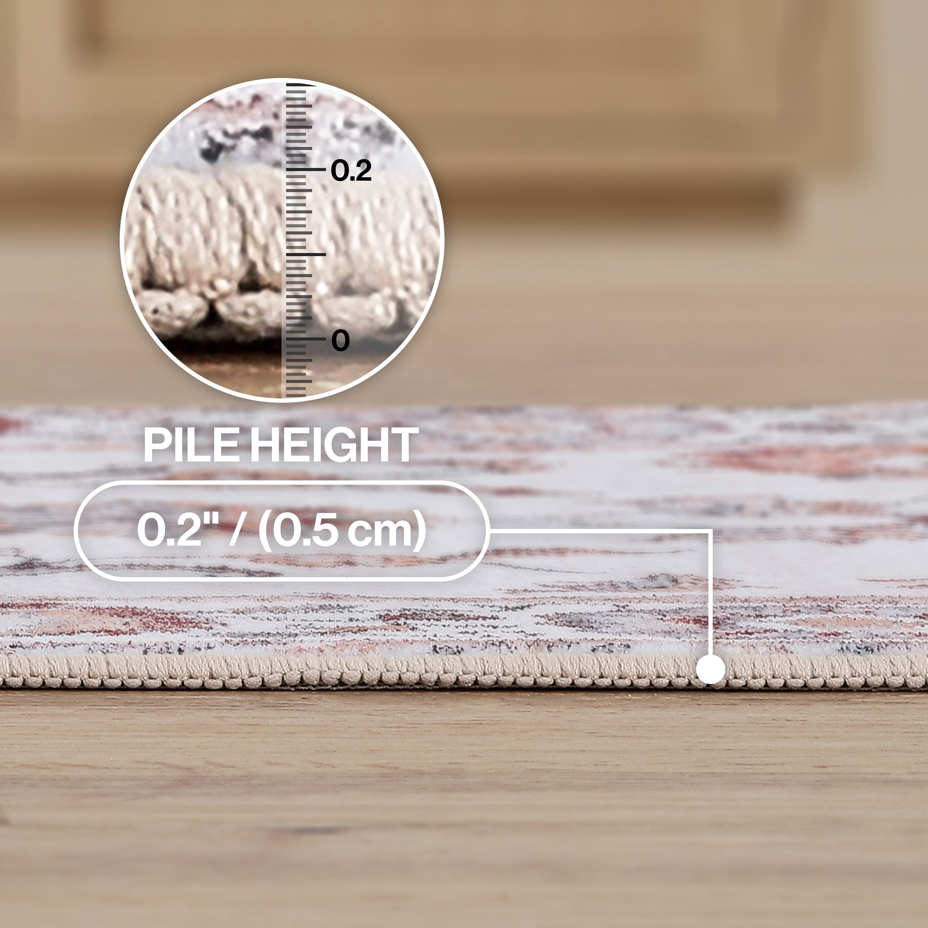 Arabella Vintage Floral Border Non-Slip Machine-Washable Rug