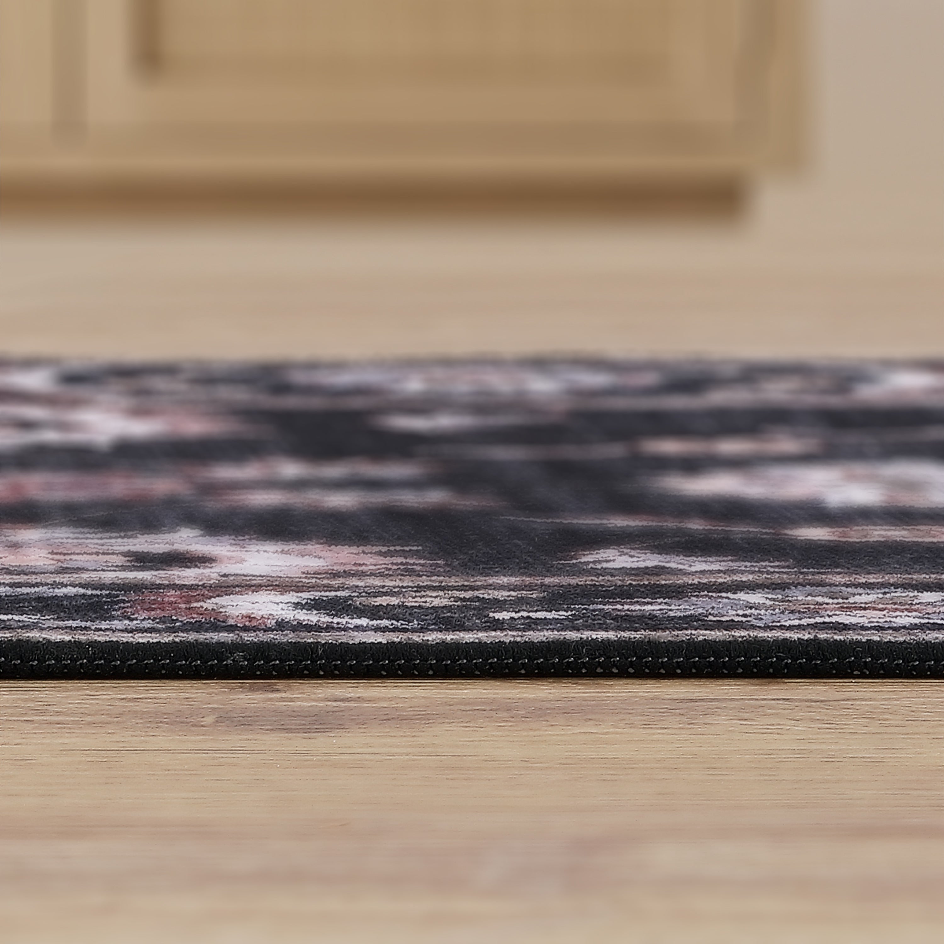 Arabella Vintage Floral Border Non-Slip Machine-Washable Rug