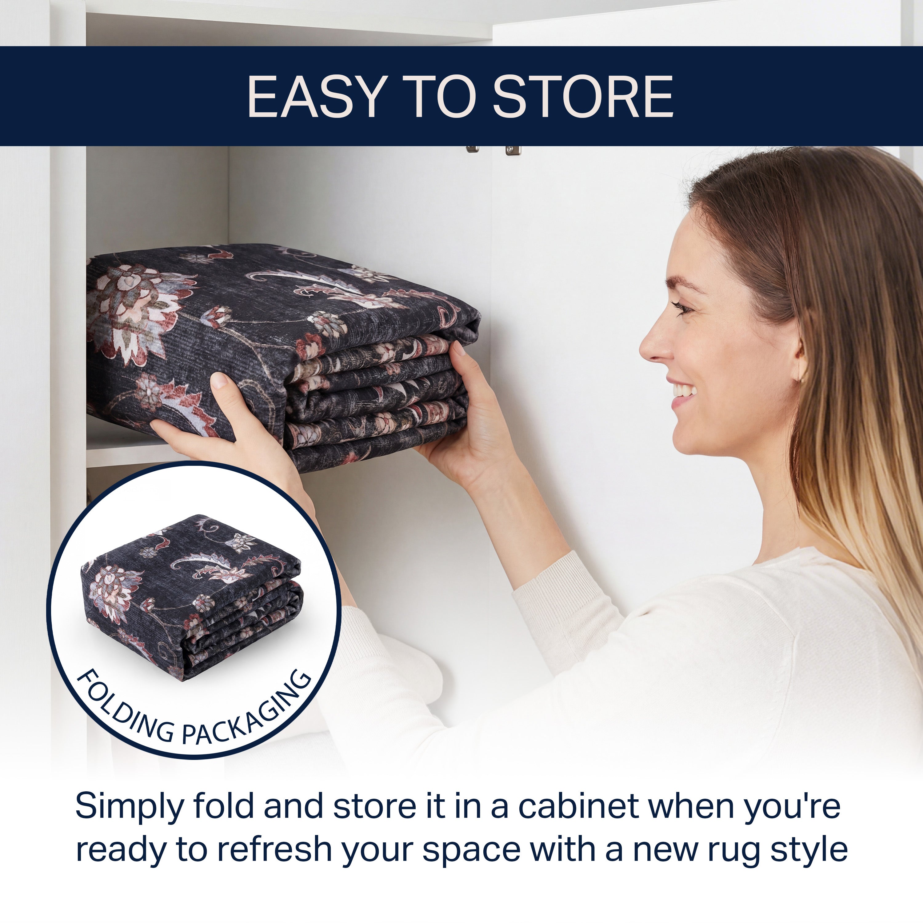 Arabella Vintage Floral Border Non-Slip Machine-Washable Rug